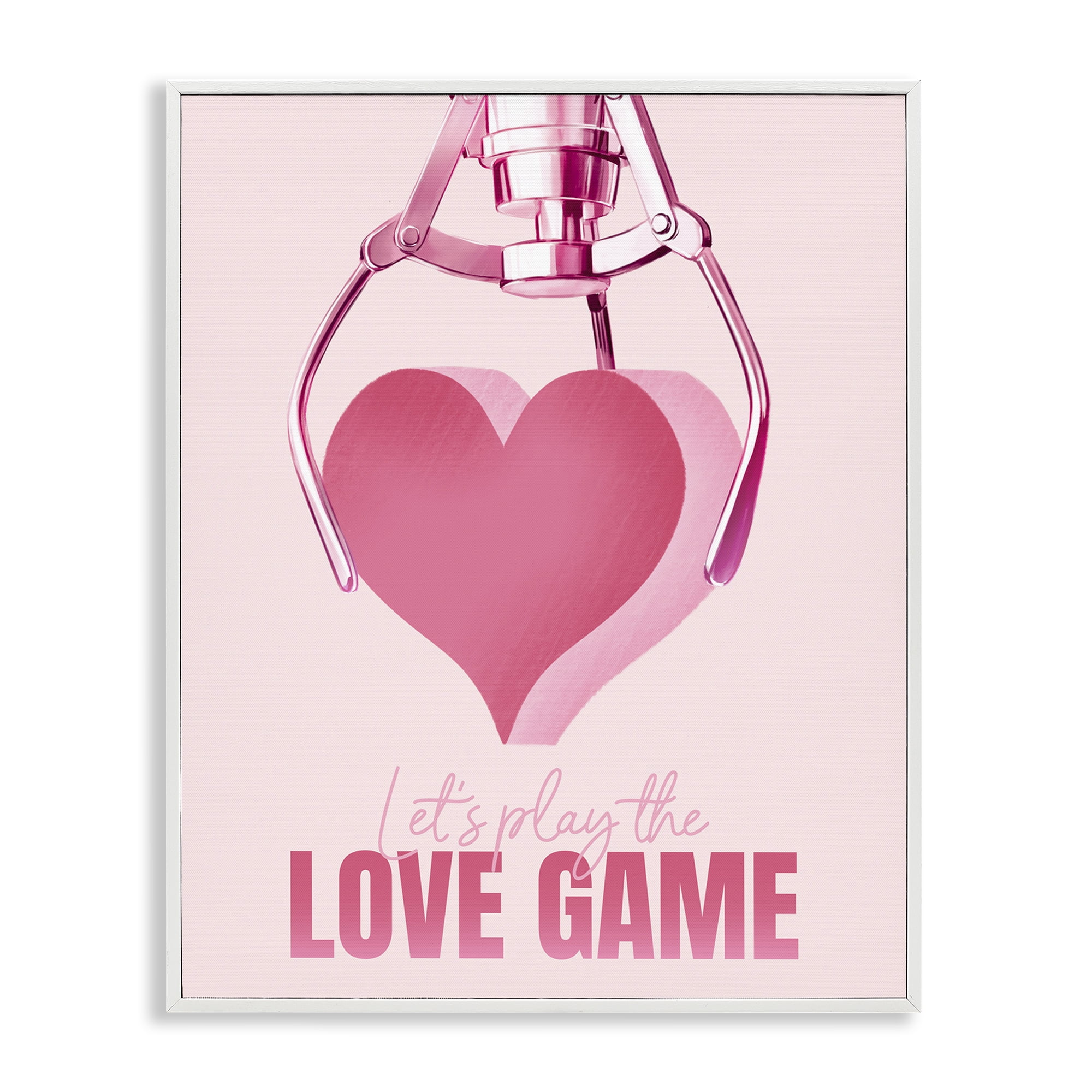 Stupell Industries Love Game with Heart Typography Painting White Framed Art Print Wall Art, 24 x 30