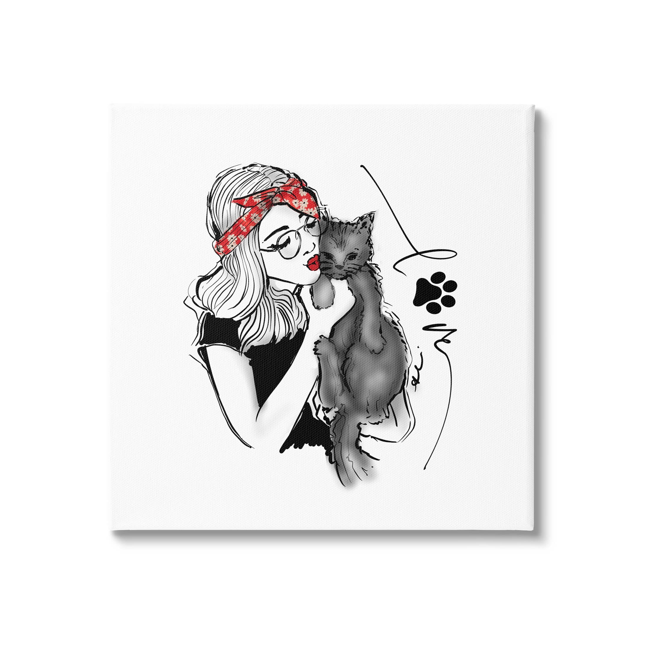 Stupell Industries Love Glam Cat Cuddle Graphic Art Gallery Wrapped Canvas Print Wall Art, Design by Alison Petrie