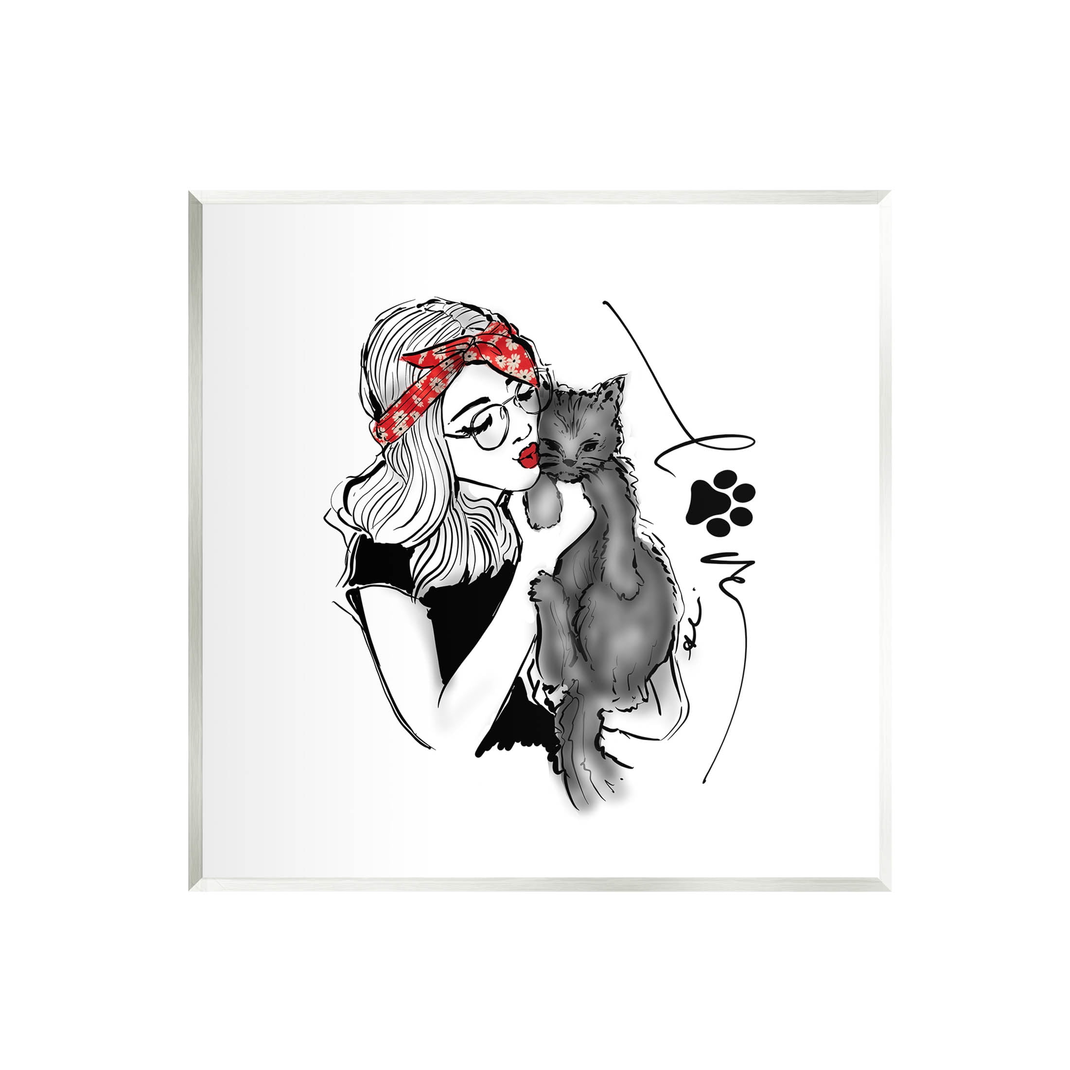 Stupell Industries Love Glam Cat Cuddle Graphic Art Unframed Art Print Wall Art, Design by Alison Petrie