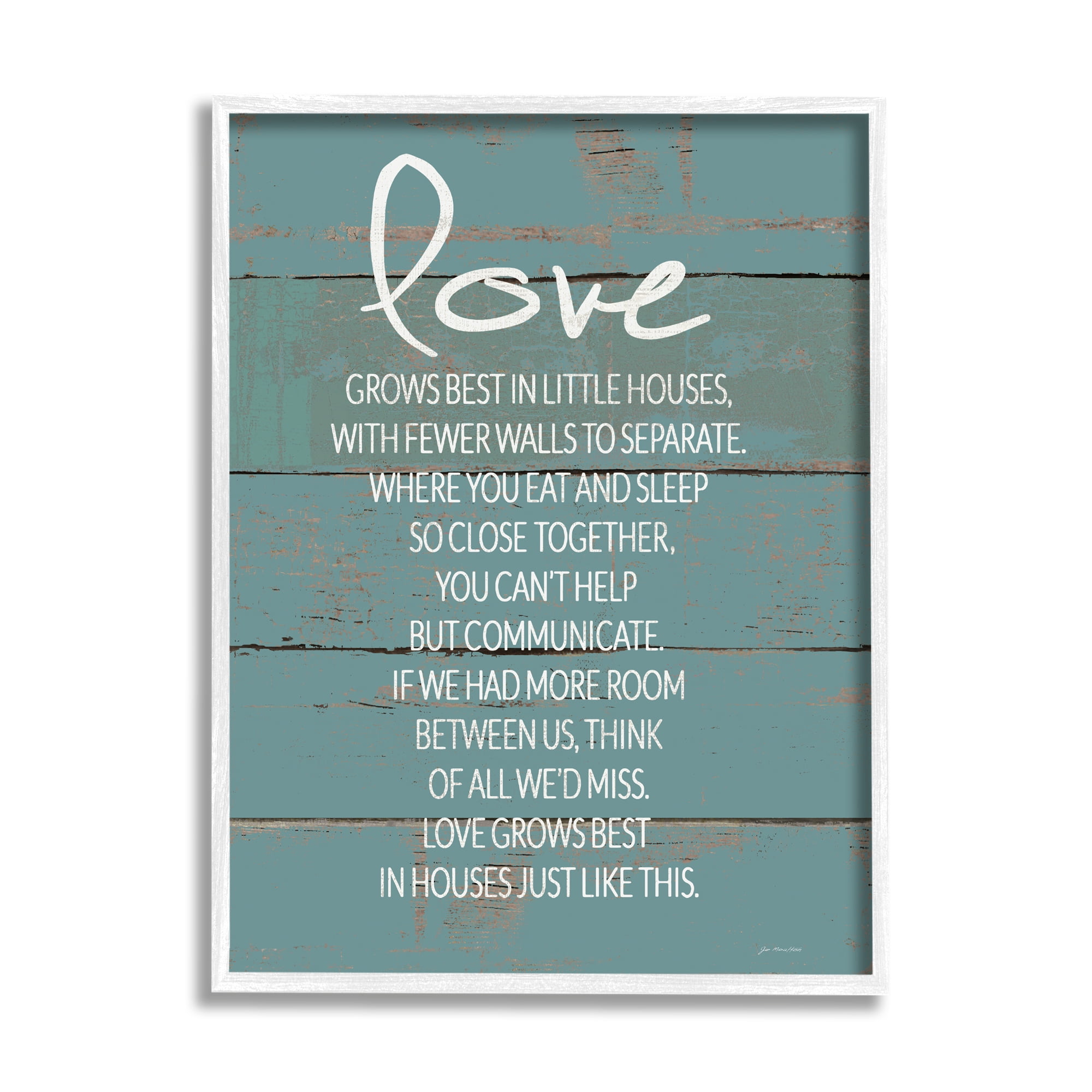 Stupell Industries Love Grows Best in Little Houses Distressed Teal Shiplap Graphic Art Framed Art Print Wall Art, 11x14, By Jo Moulton
