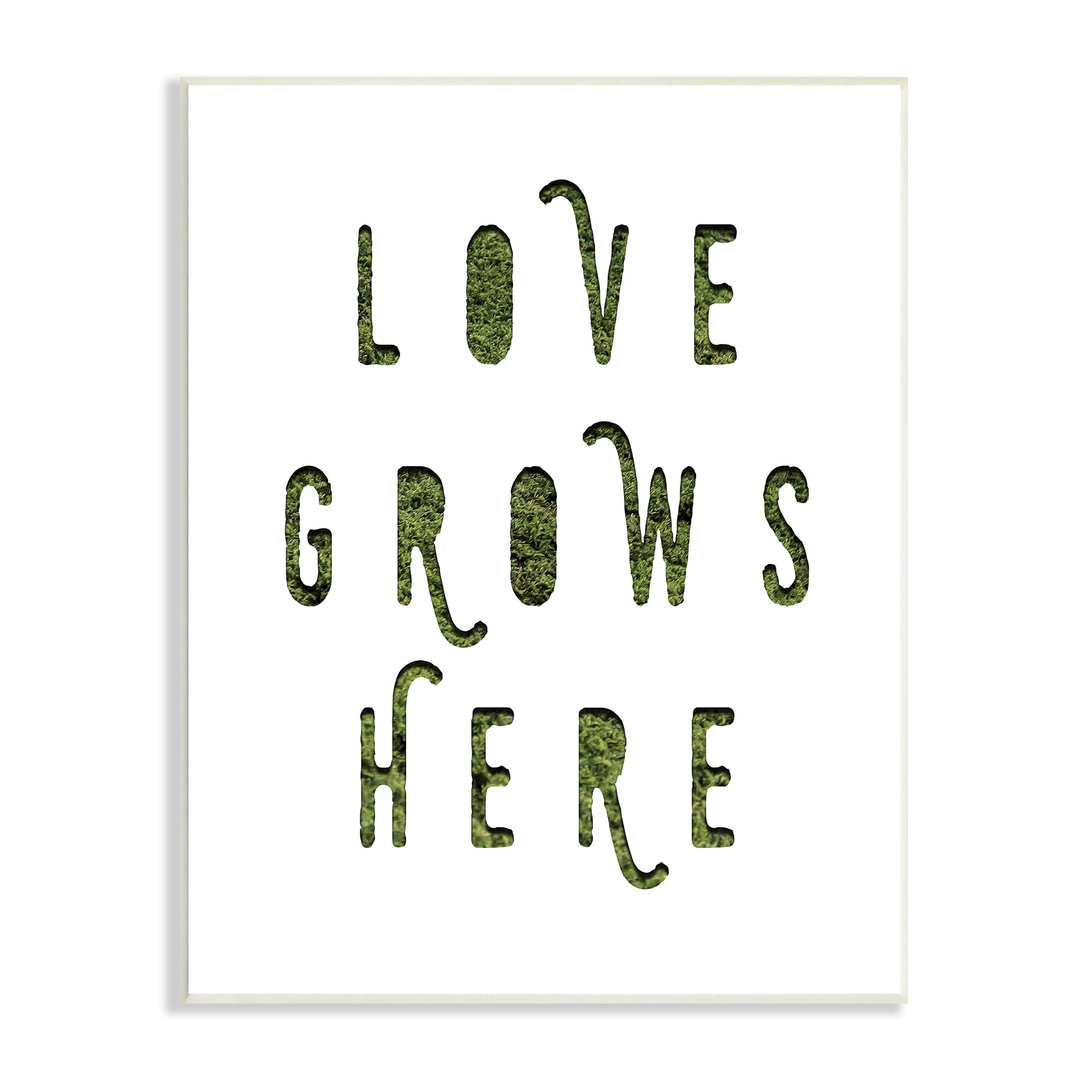 Stupell Industries Love Grows Here Phrase Minimal Text Grass Pattern, 10 x 15, Design by Daphne Polselli