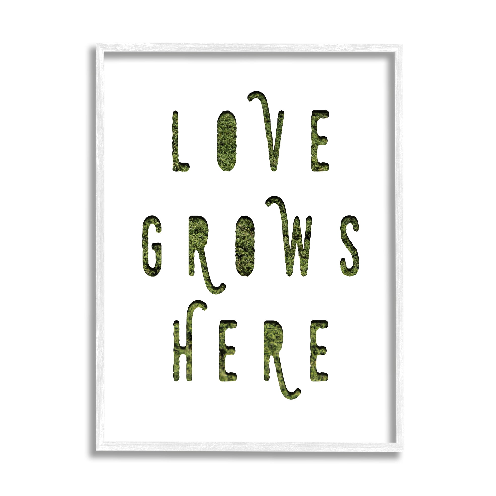 Stupell Industries Love Grows Here Phrase Minimal Text Grass Pattern, 16 x 20, Design by Daphne Polselli