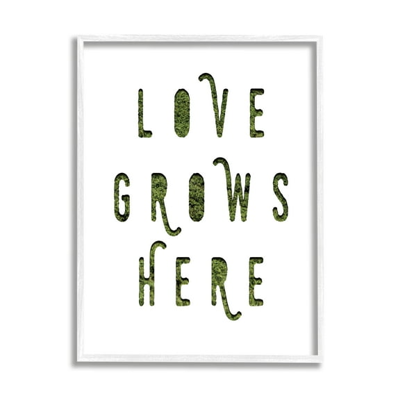 Stupell Industries Love Grows Here Phrase Minimal Text Grass Pattern, 16 x 20, Design by Daphne Polselli
