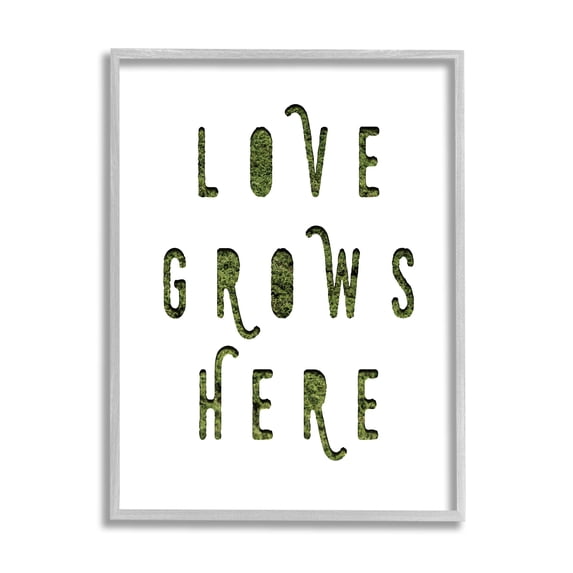 Stupell Industries Love Grows Here Phrase Minimal Text Grass Pattern, 16 x 20, Design by Daphne Polselli