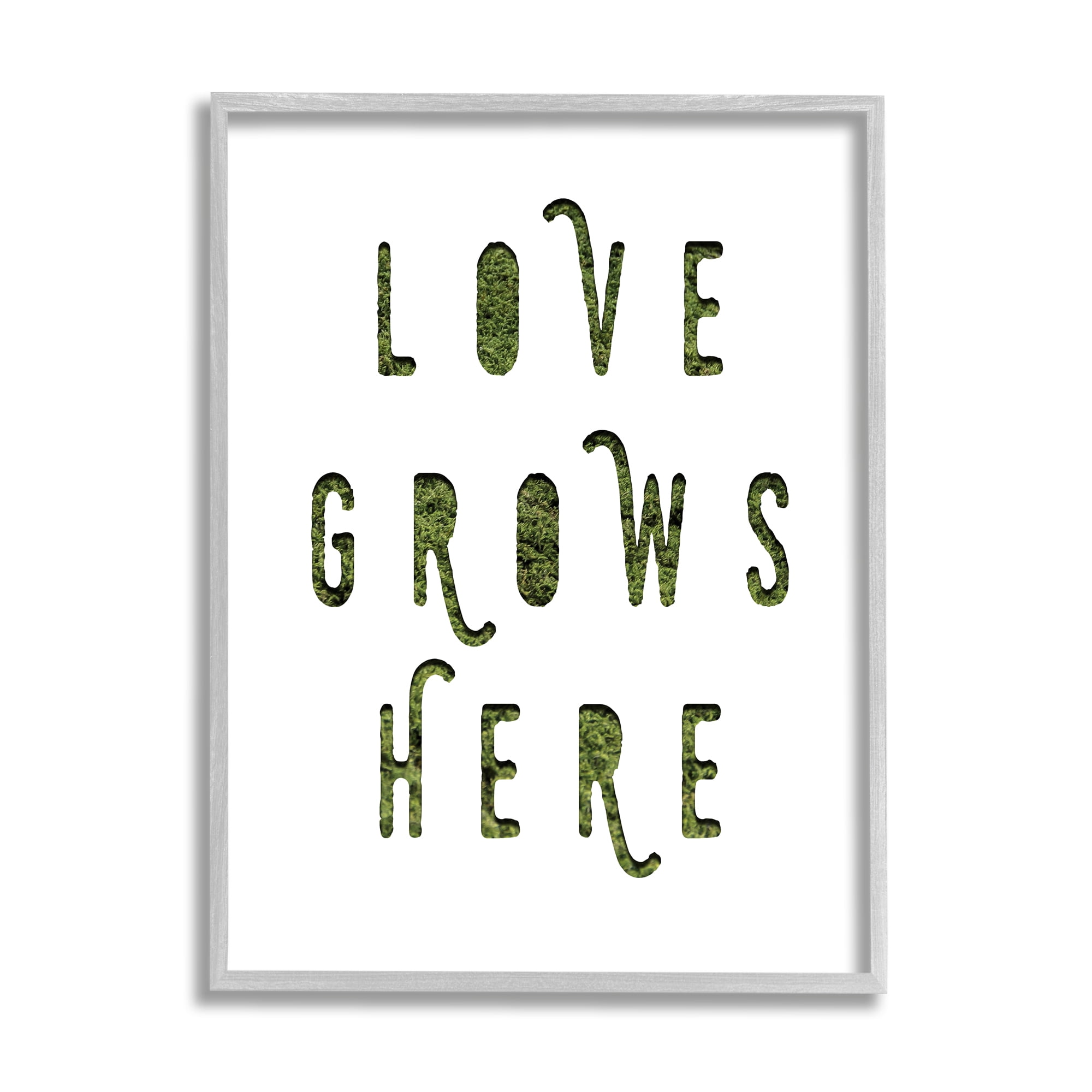 Stupell Industries Love Grows Here Phrase Minimal Text Grass Pattern, 24 x 30, Design by Daphne Polselli