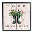 thumbnail image 1 of Stupell Industries Love Grows Here Phrase Rainboot Tulip Bouquets Design by Elizabeth Tyndall, 1 of 4