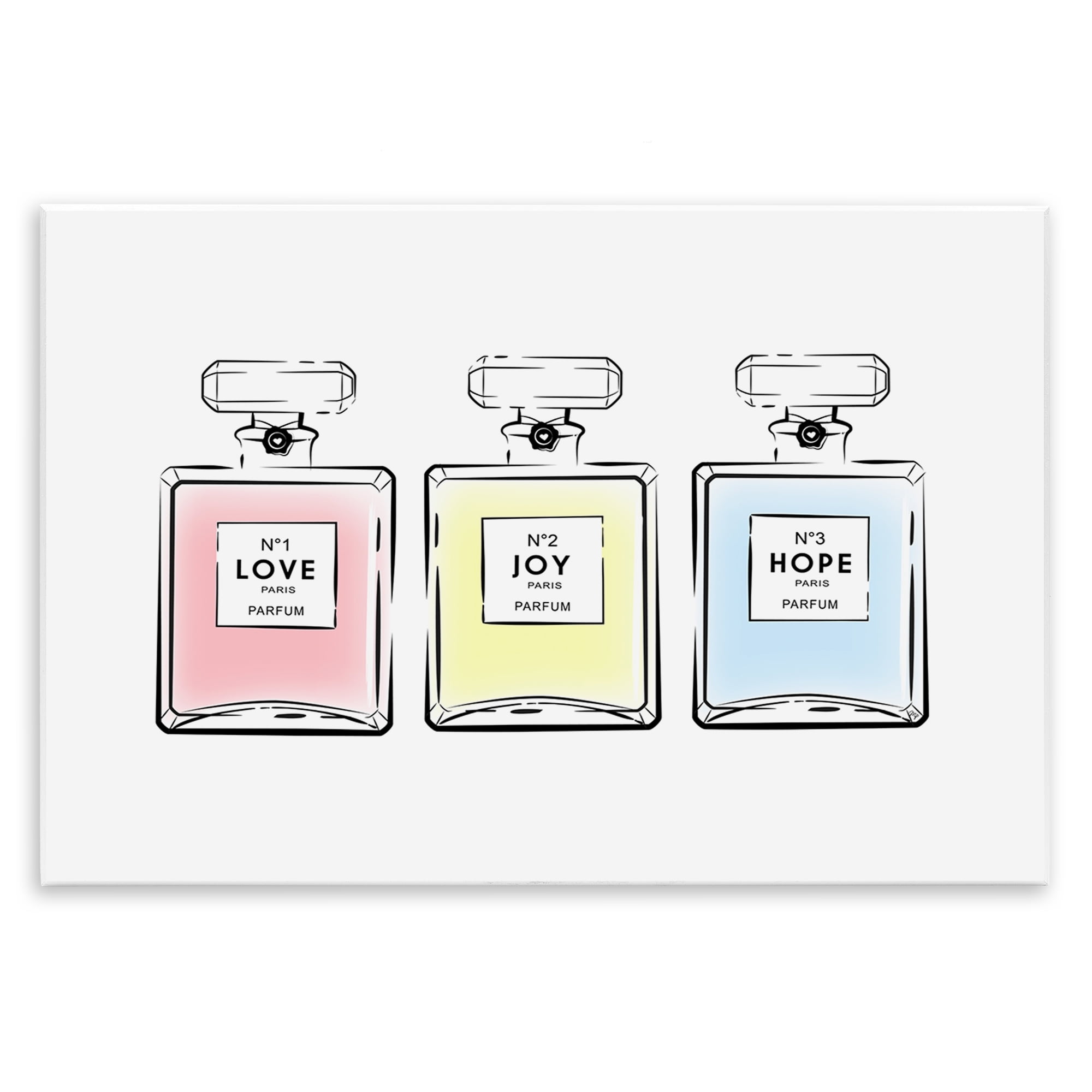 Stupell Industries Love Hope Joy Perfumes Fashion Painting Unframed Art Print Wall Art, 15 x 10