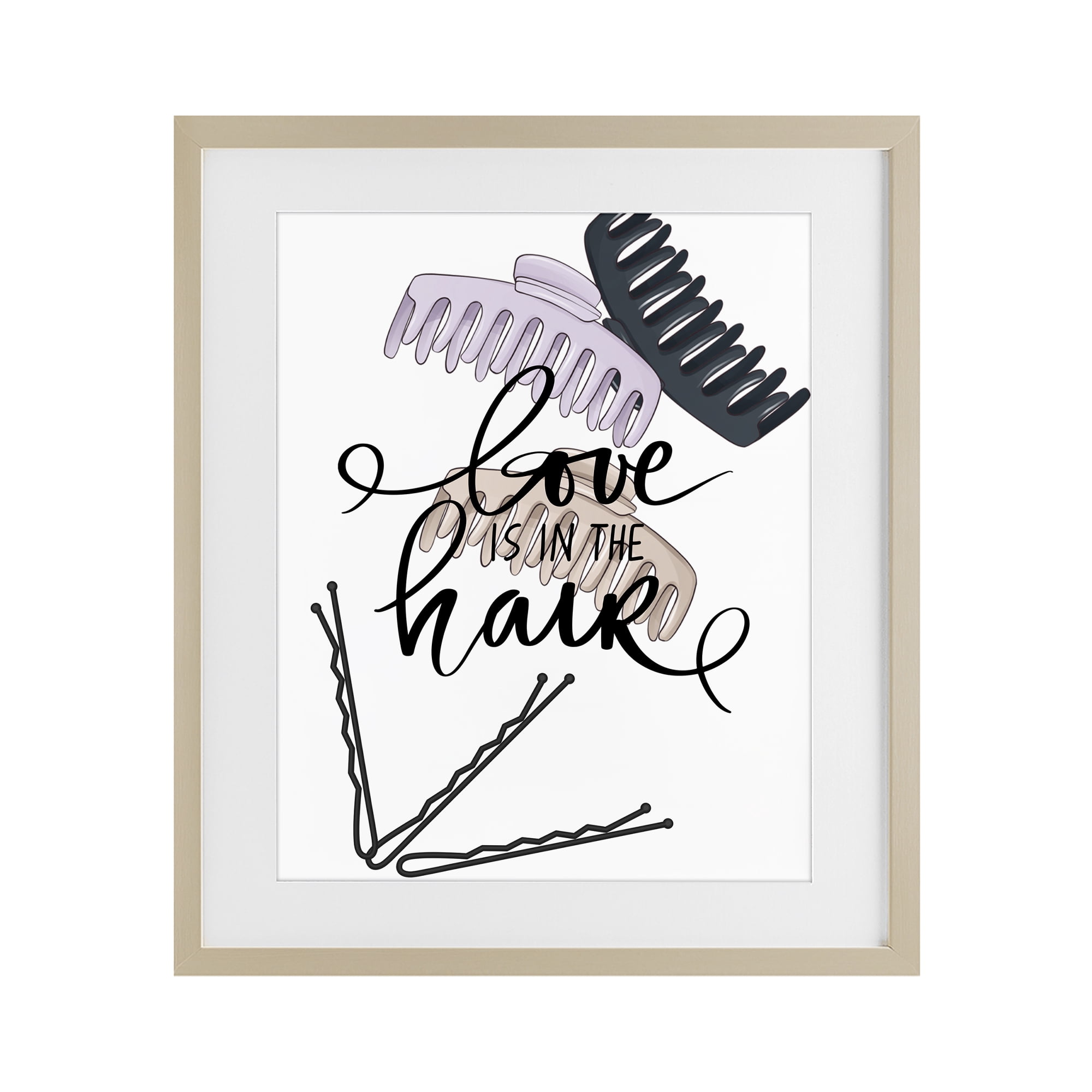 Stupell Industries Love Is In The Hair Birch Framed Print Under Glass, design by Jesse Keith