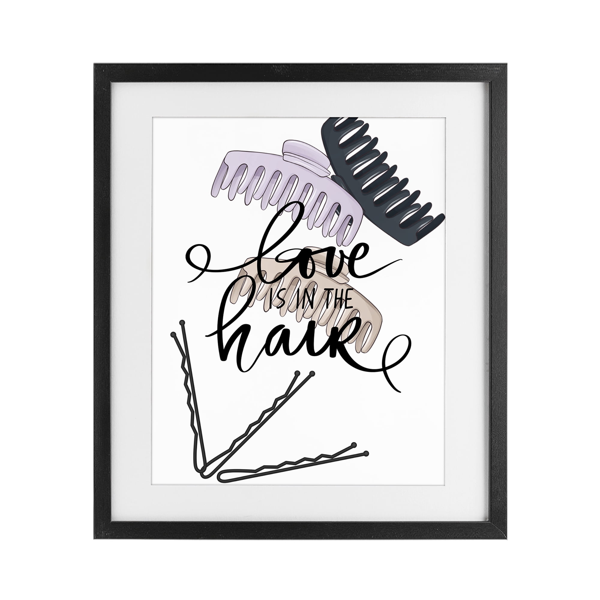 Stupell Industries Love Is In The Hair Black Framed Print Under Glass, design by Jesse Keith