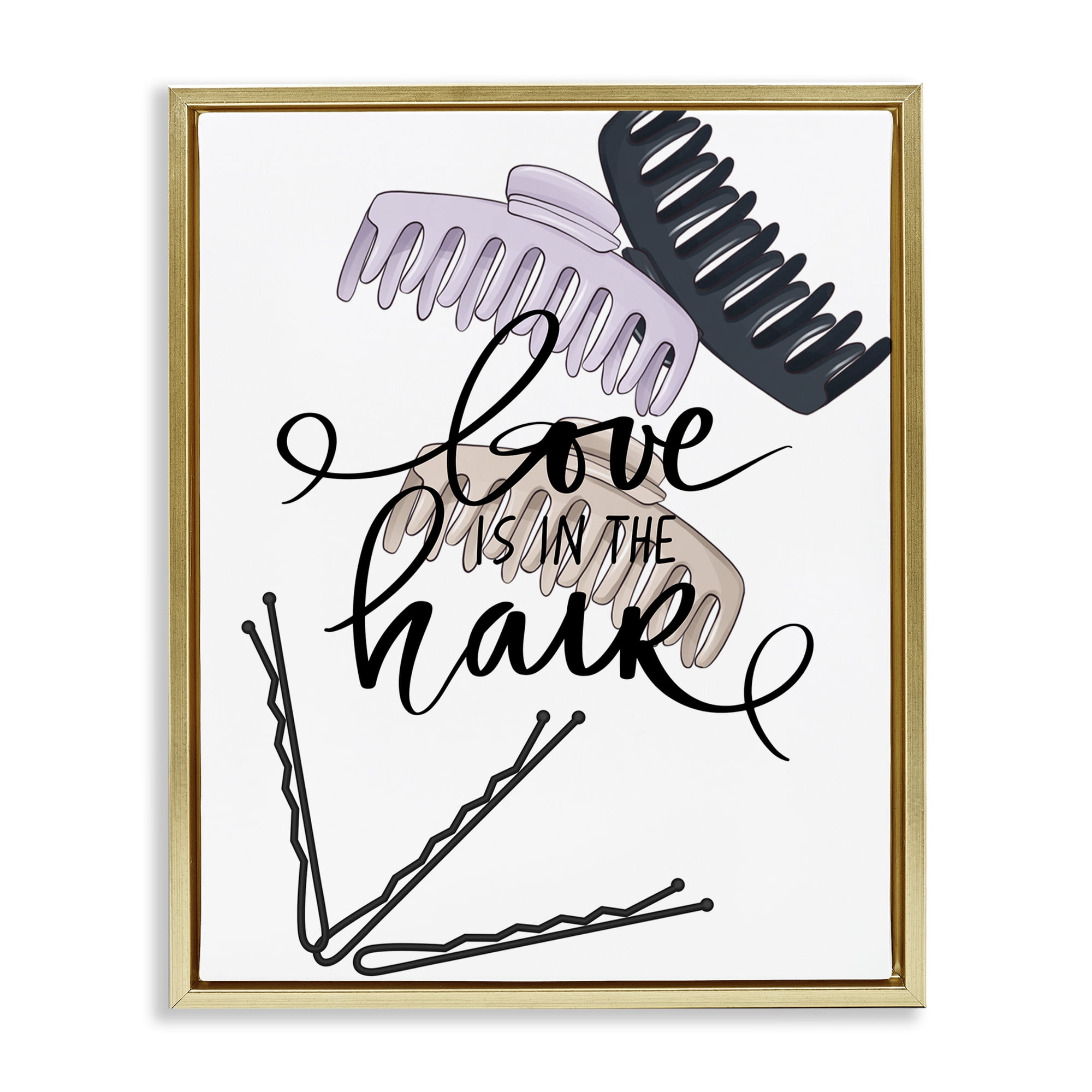 Stupell Industries Love Is In The Hair Gold Framed Floater Canvas Wall Art, design by Jesse Keith