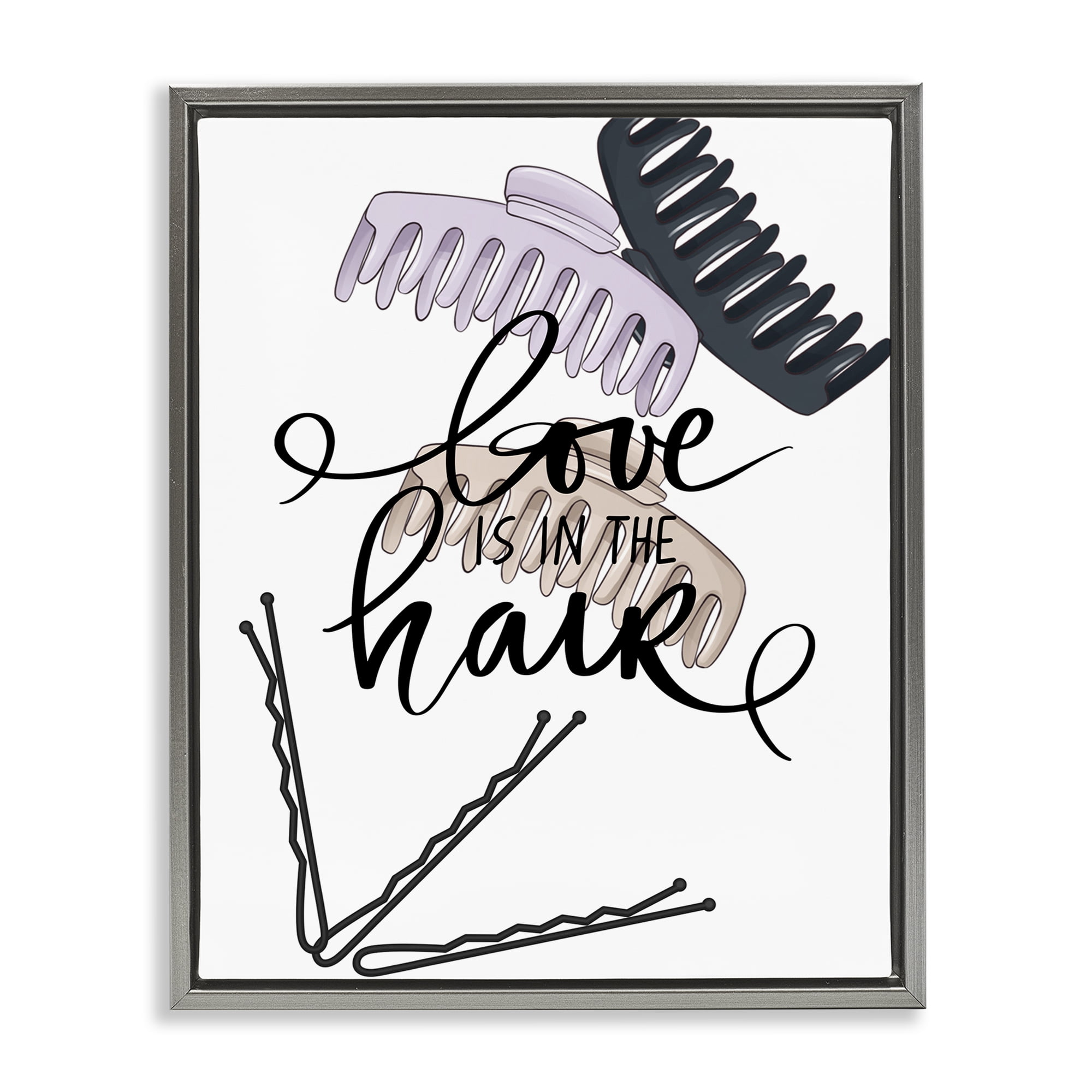 Stupell Industries Love Is In The Hair Gray Framed Floater Canvas Wall Art, design by Jesse Keith
