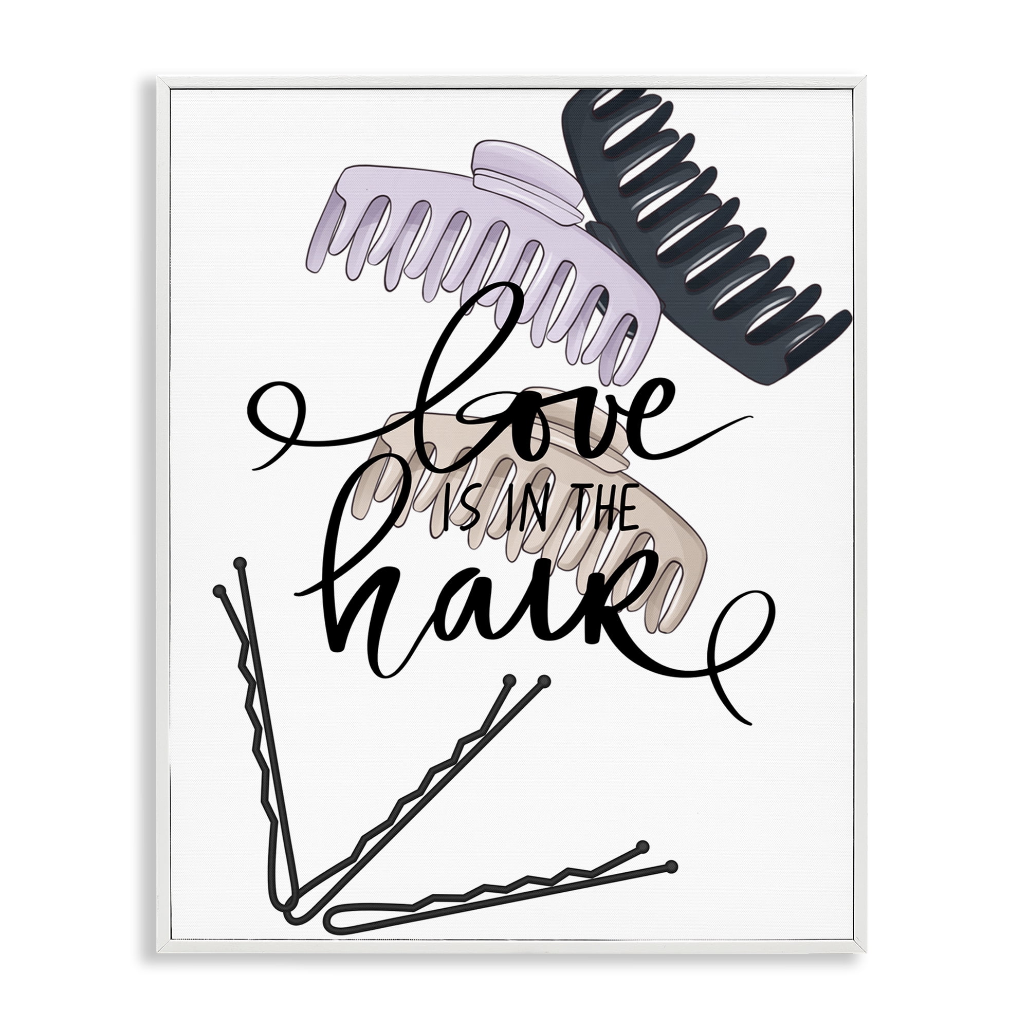 Stupell Industries Love Is In The Hair White Framed Giclee Art, design by Jesse Keith
