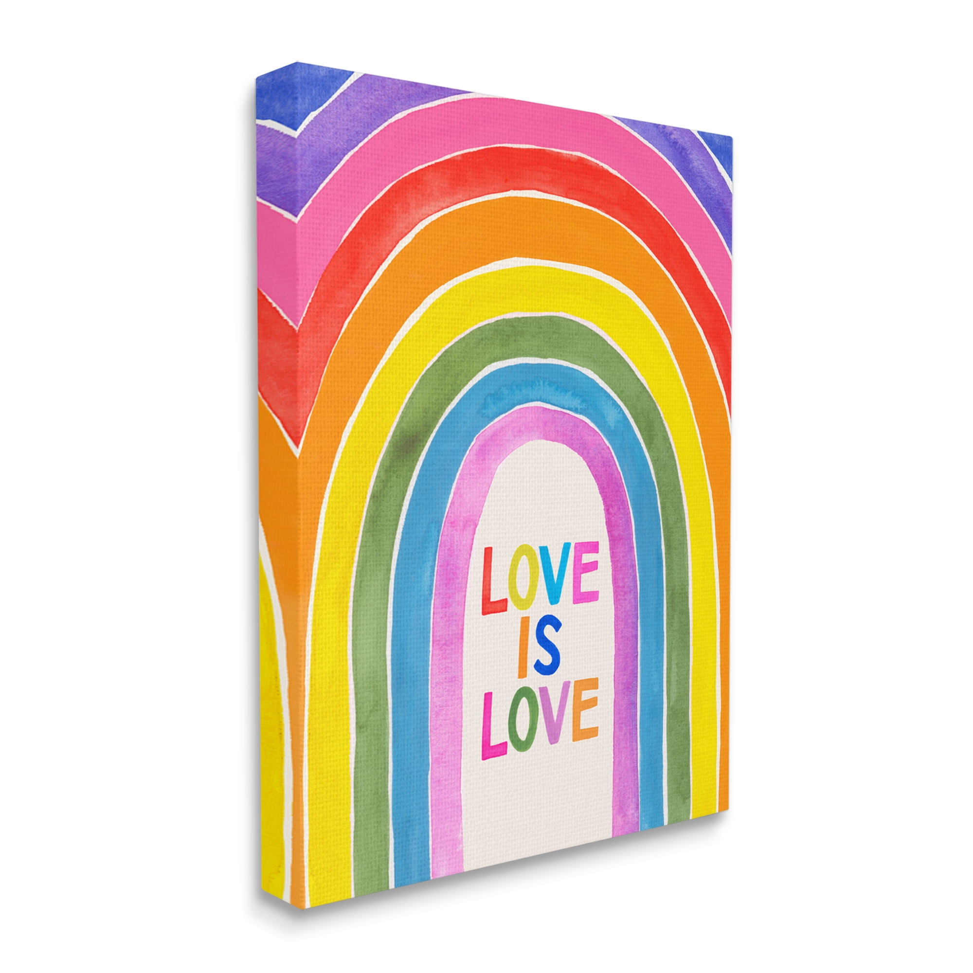 Stupell Industries Love Is Love Phrase Vibrant Rainbow Arches Canvas Wall Art by Victoria Barnes