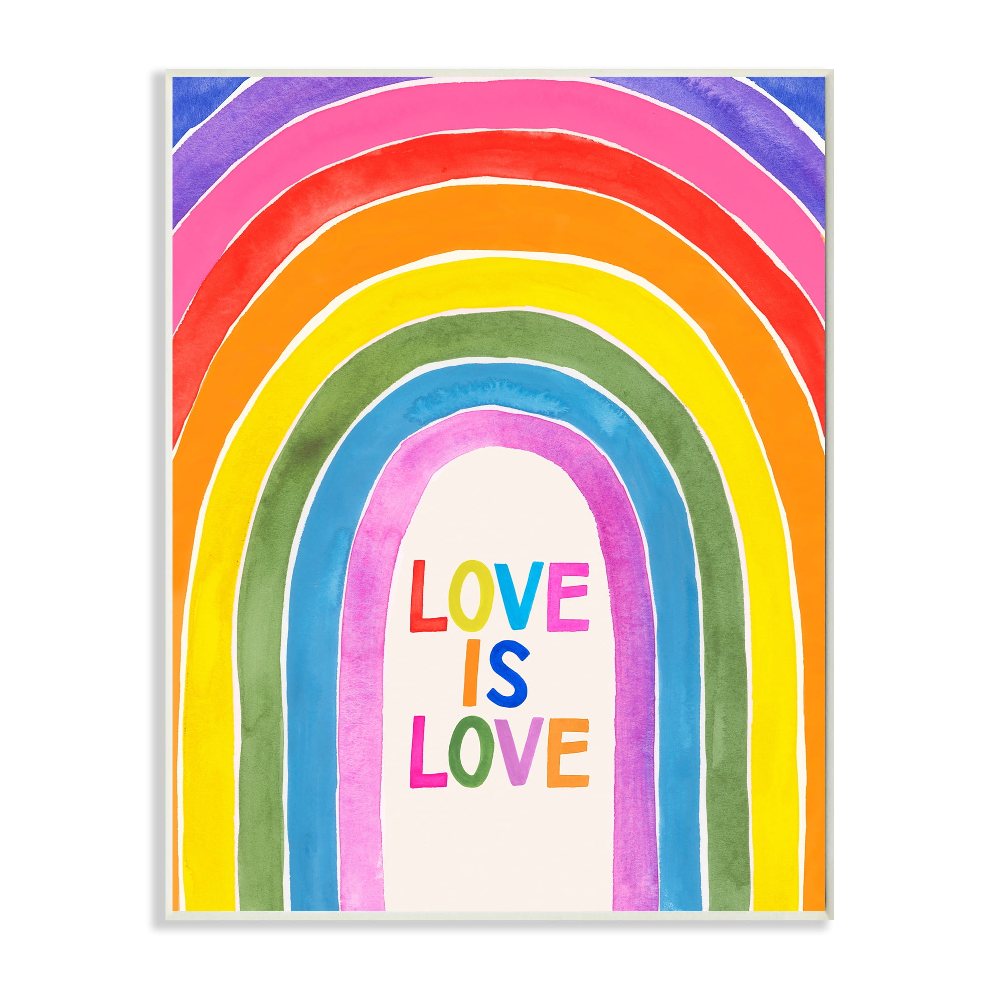 Stupell Industries Love Is Love Phrase Vibrant Rainbow Arches Wall Plaque by Victoria Barnes