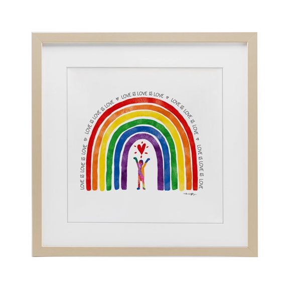 Stupell Industries Love Is Love Pride Inclusivity Birch Framed Print Under Glass design by Tim Coffey, 13 x 13