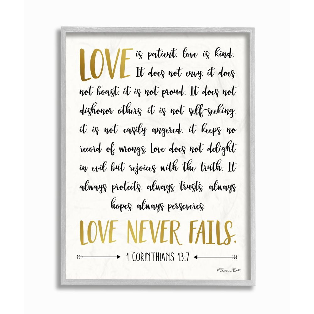 Stupell Industries Love Is Patient Psalm Faith Based Word Design Designed by Susan Ball