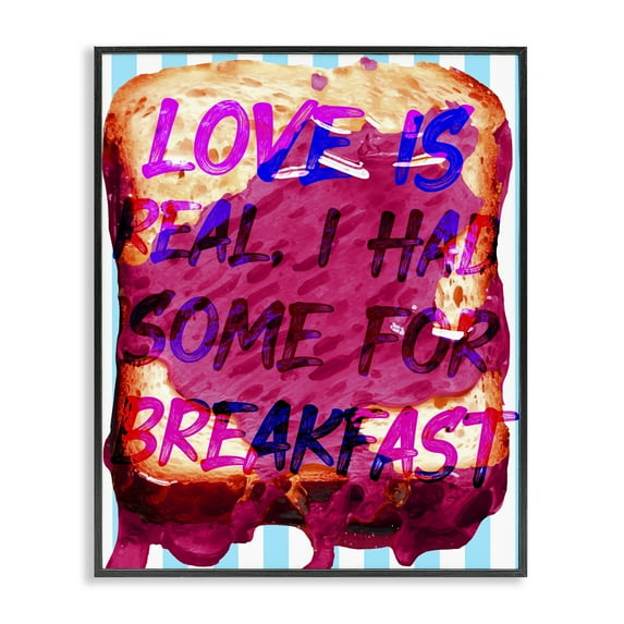Stupell Industries Love Is Real Breakfast Food & Beverage Painting Black Framed Art Print Wall Art, 11 x 14