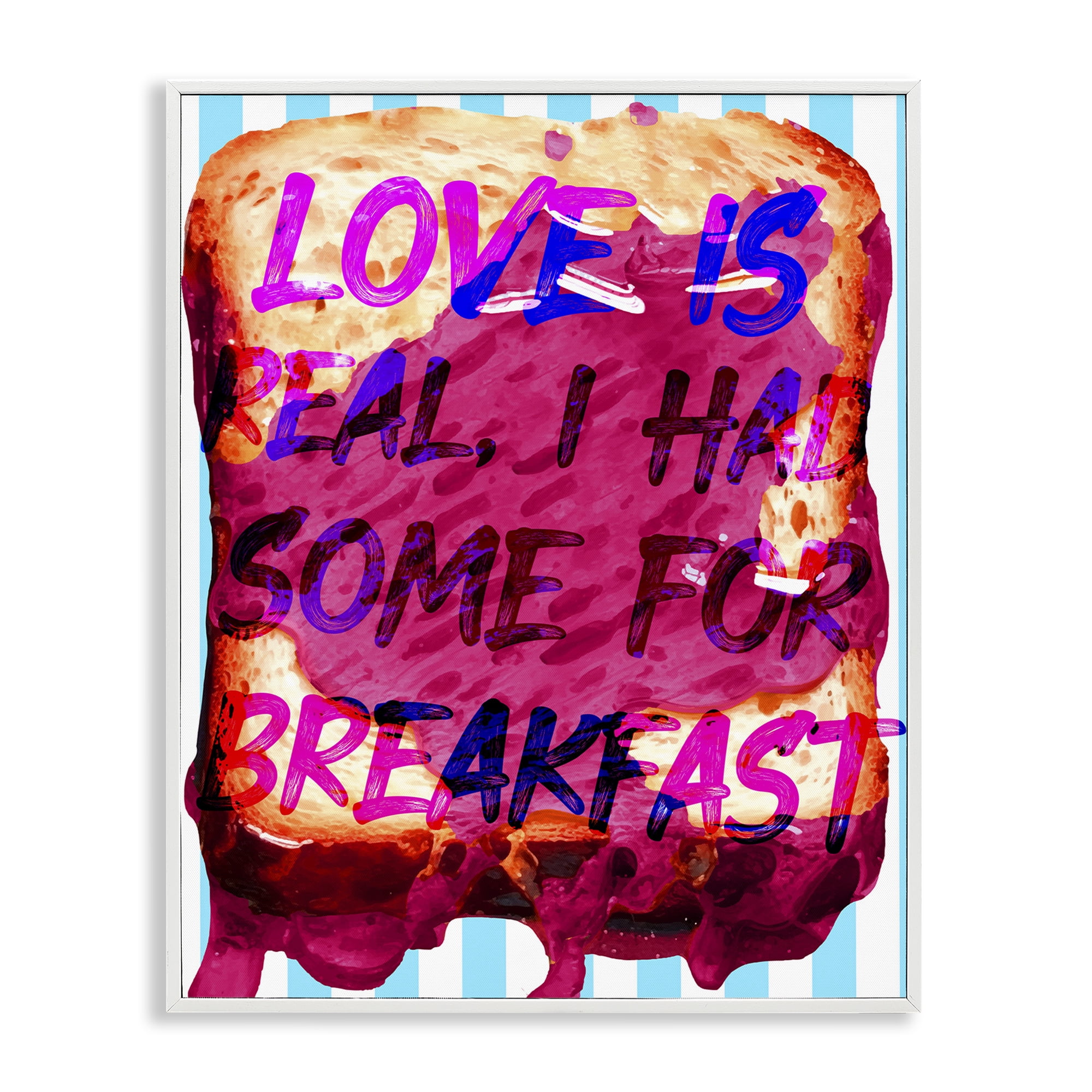 Stupell Industries Love Is Real Breakfast Food & Beverage Painting White Framed Art Print Wall Art, 11 x 14