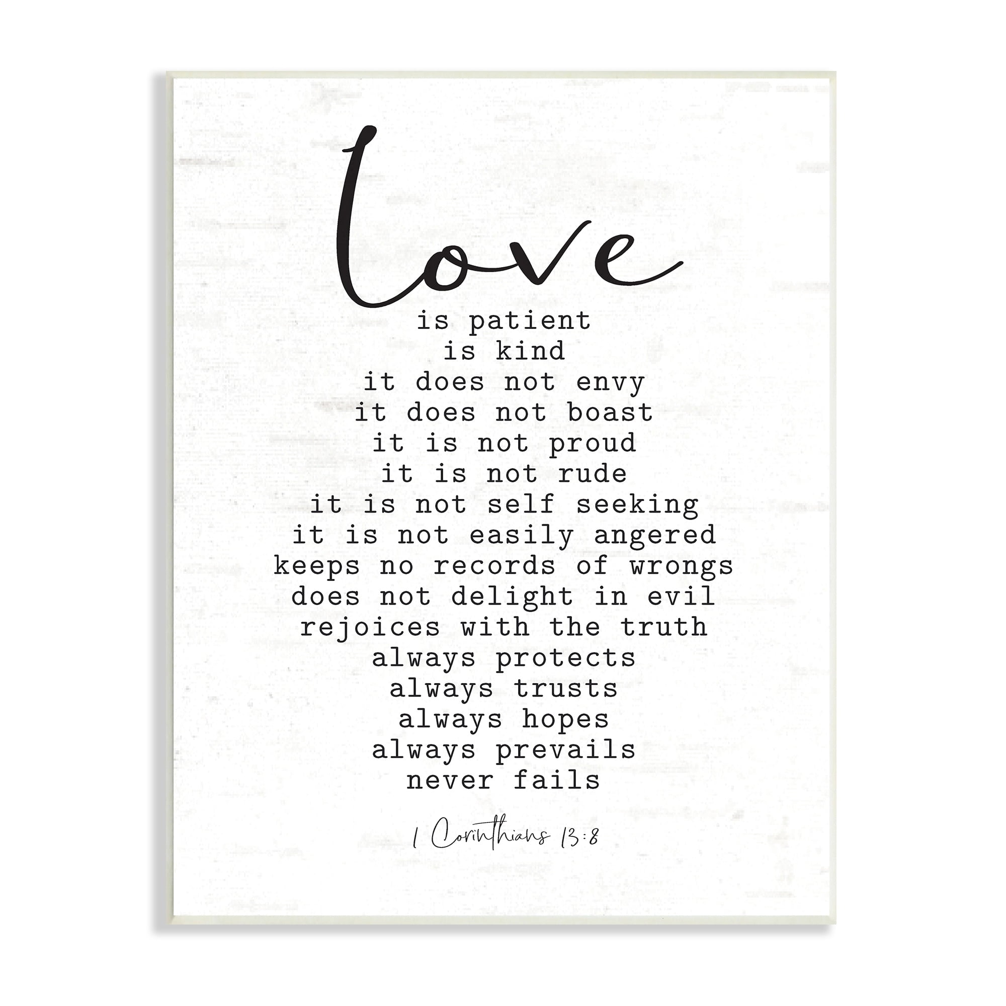 Stupell Industries Love Is... Spiritual Scripture Inspirational Religious Sentiment Graphic Art Unframed Art Print Wall Art, Design by Lettered and Lined