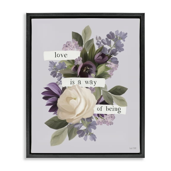 Stupell Industries Love Is Way Of Being Botanical & Floral Painting Black Floater Framed Art Print Wall Art, 17 x 21