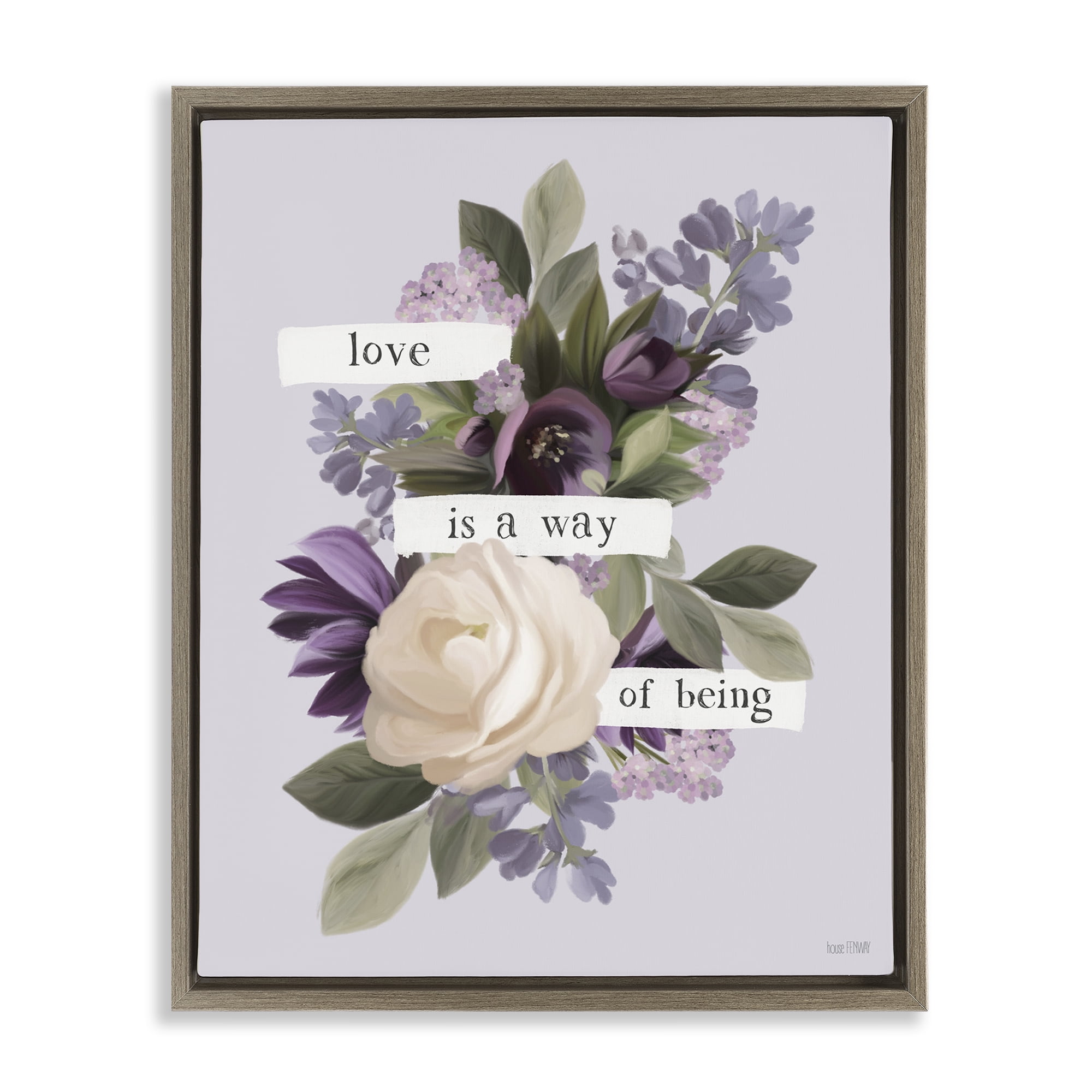 Stupell Industries Love Is Way Of Being Botanical & Floral Painting Brown Floater Framed Art Print Wall Art, 25 x 31