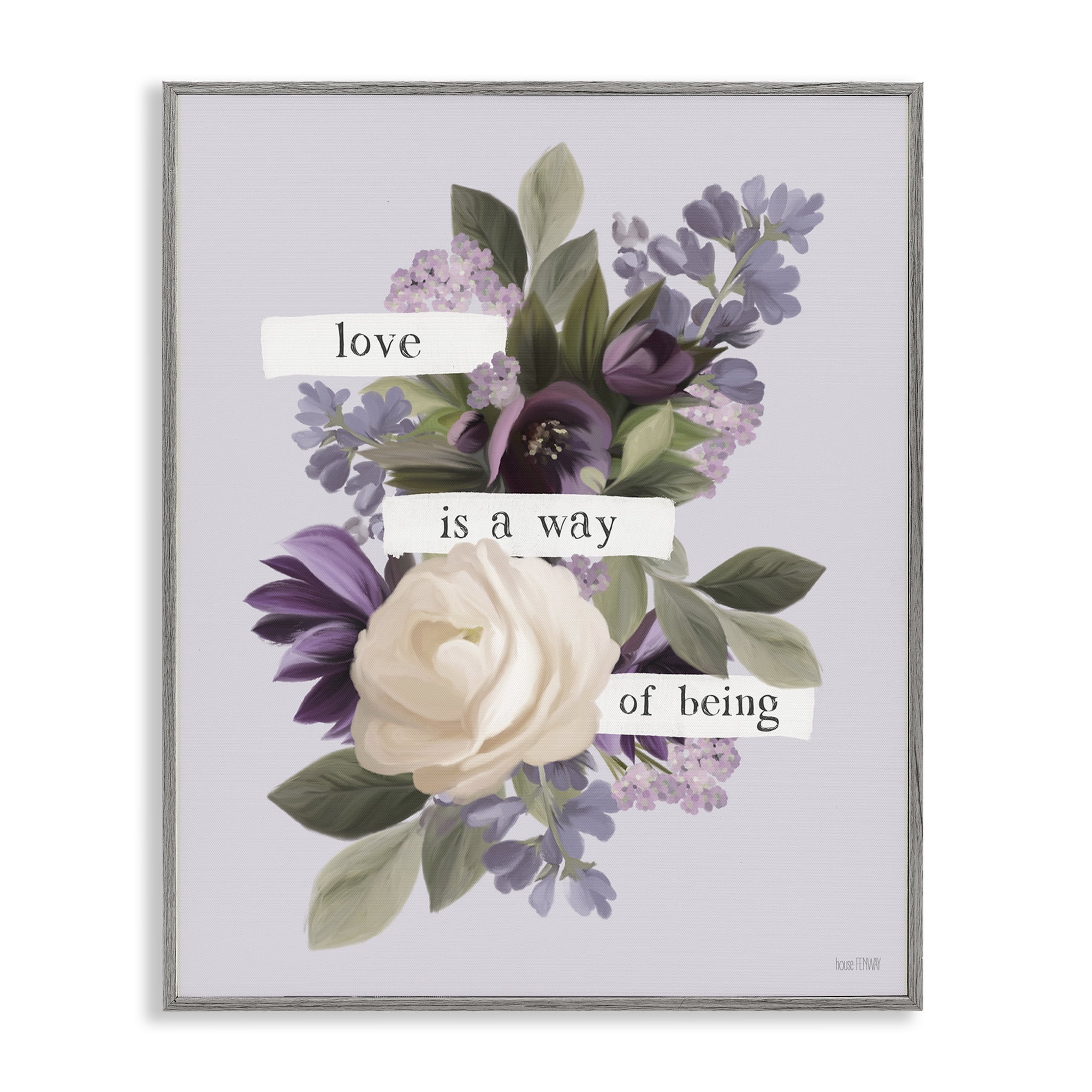 Stupell Industries Love Is Way Of Being Botanical & Floral Painting Gray Framed Art Print Wall Art, 11 x 14