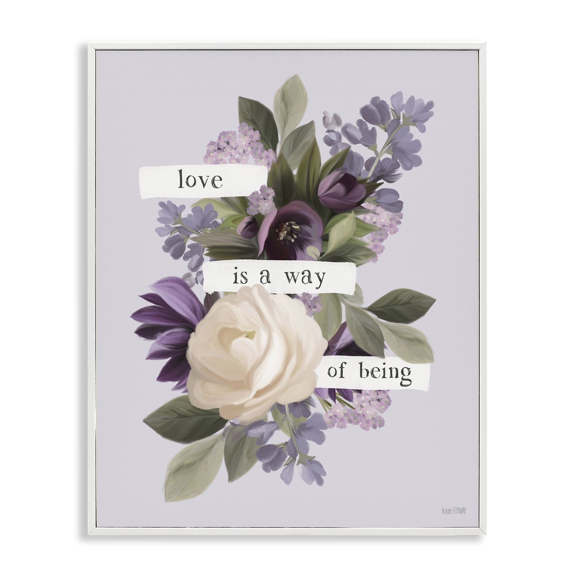 Stupell Industries Love Is Way Of Being Botanical & Floral Painting White Framed Art Print Wall Art, 24 x 30