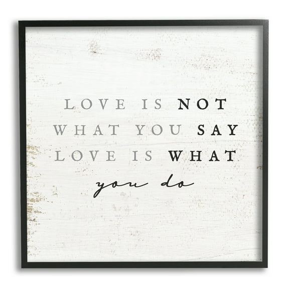 Stupell Industries Love Is What You Do Phrase Inspirational Painting Black Framed Art Print Wall Art, 12 x 12
