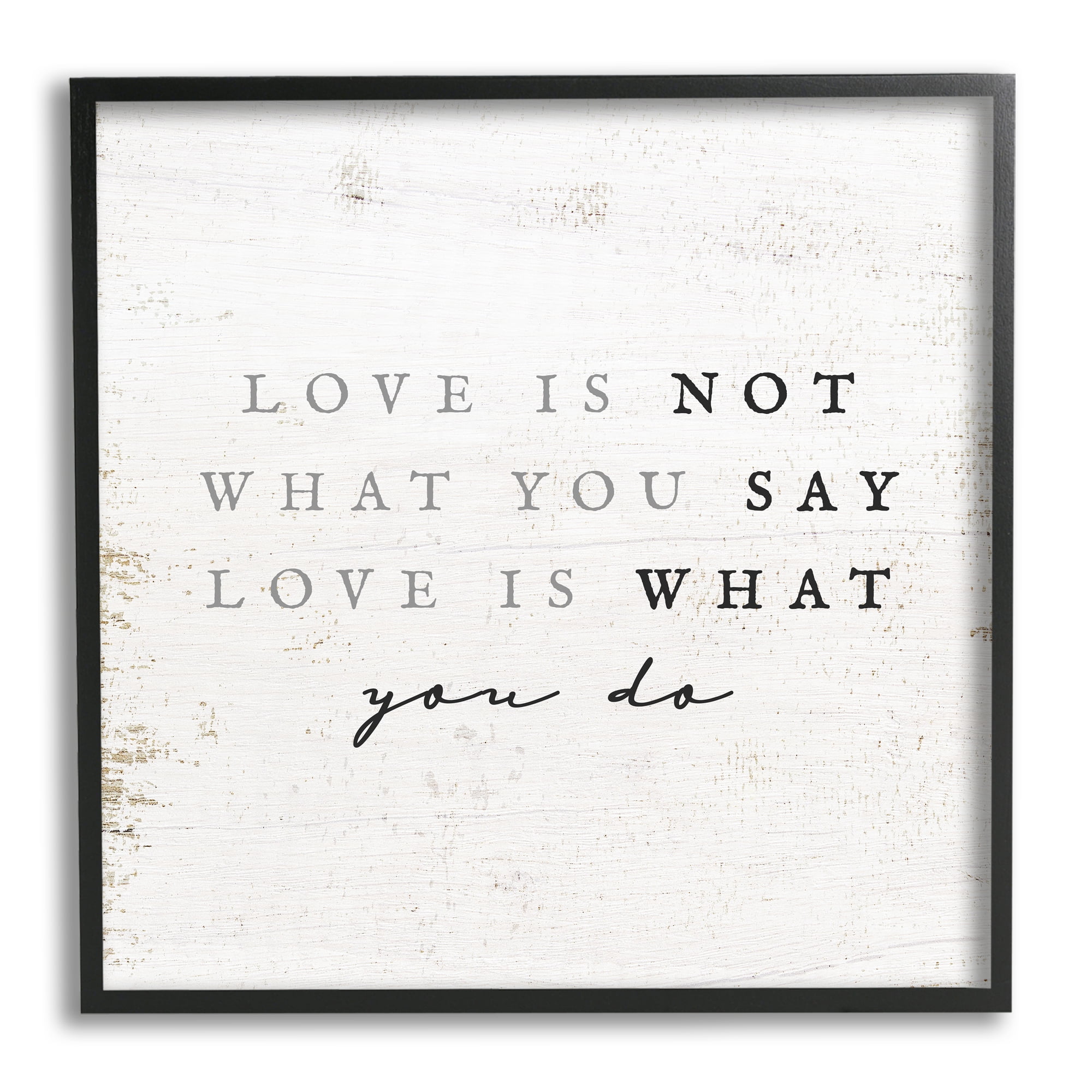 Stupell Industries Love Is What You Do Phrase Inspirational Painting Black Framed Art Print Wall Art, 24 x 24