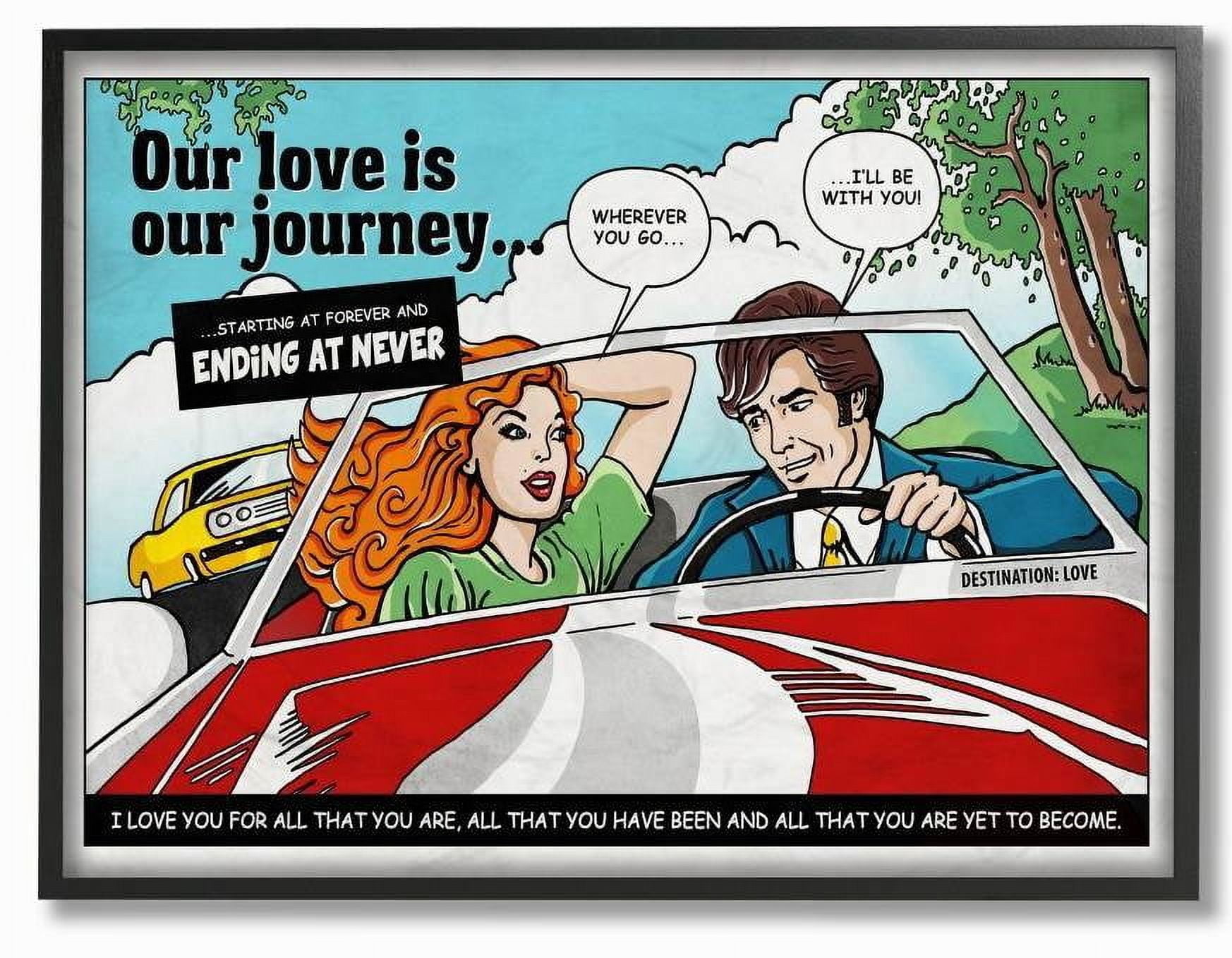 Stupell Industries Love Journey Vintage Comic Book Design Framed Wall Art by Ester Kay