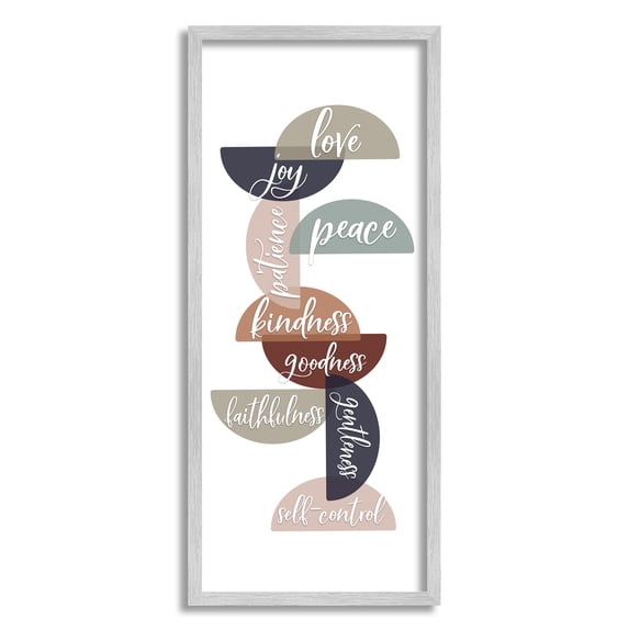 Stupell Industries Love Joy Patience Peace Kindness Text Layered Half Circles, 13 x 30, Designed by Tara Moss