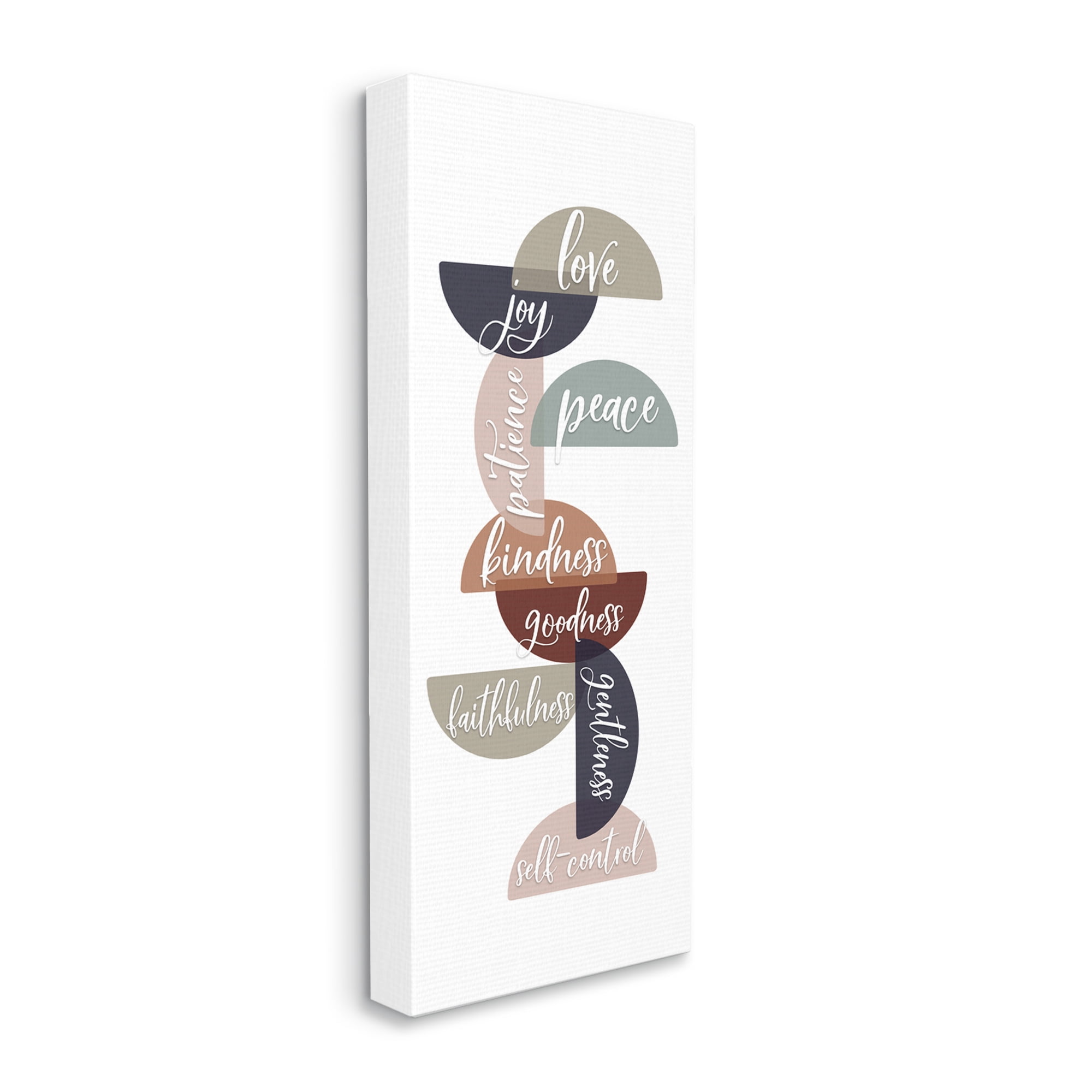 Stupell Industries Love Joy Patience Peace Kindness Text Layered Half Circles, 13 x 30, Designed by Tara Moss