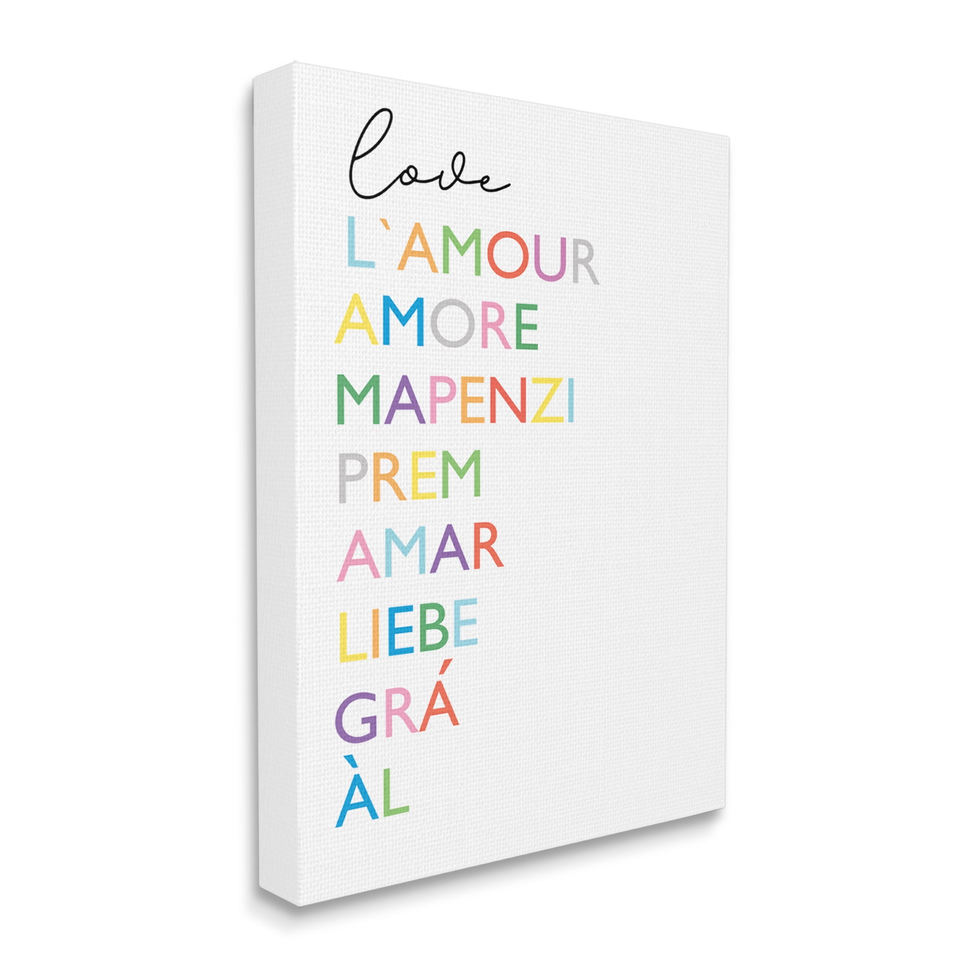 Stupell Industries Love L'Amour Amore Mapenzi Romantic Terms Rainbow Typography, 16 x 20, Designed by Elizabeth Tyndall