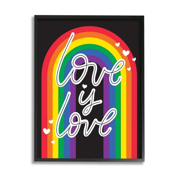 Stupell Industries Love LGBTQ Pride Rainbow Holiday Painting Black Framed Art Print Wall Art