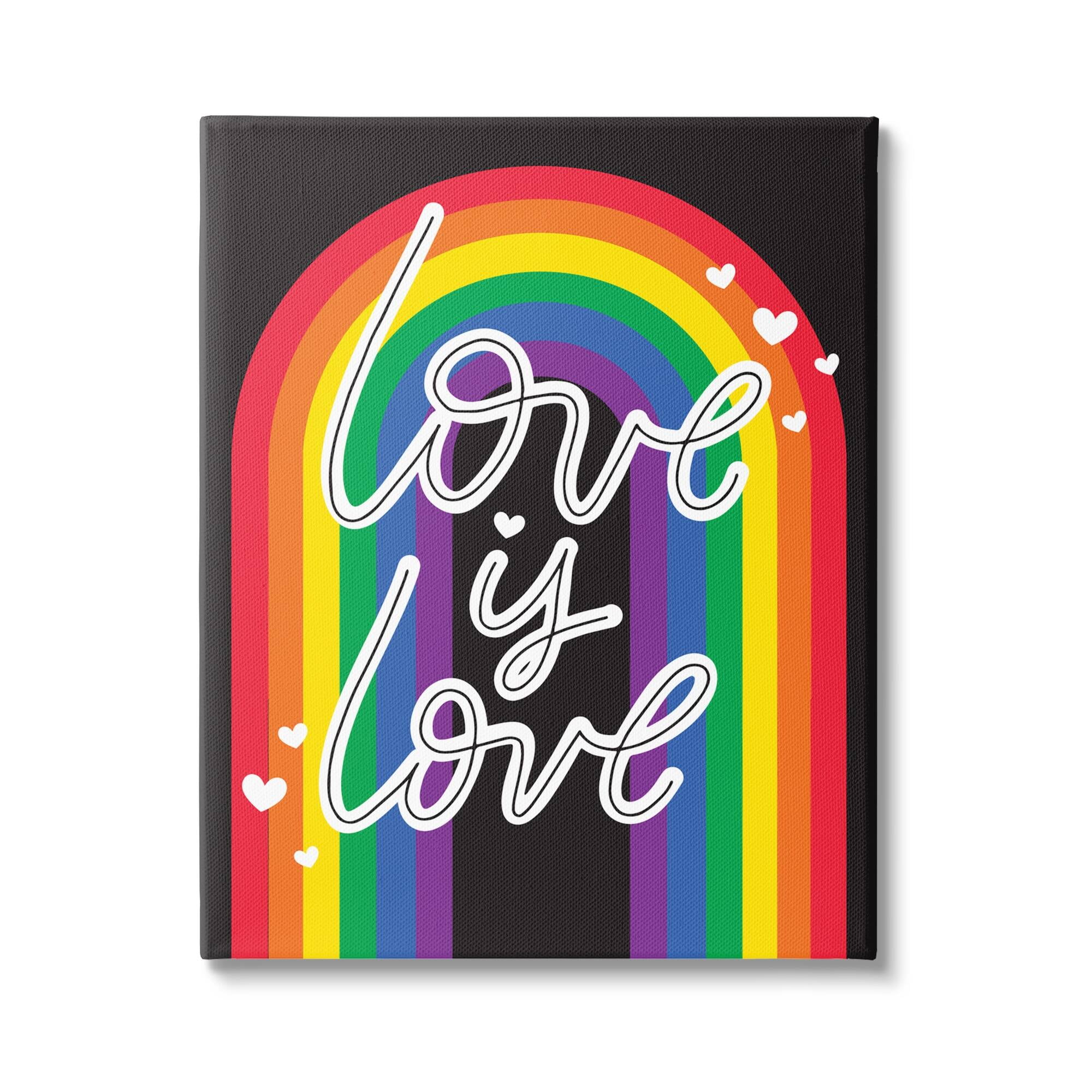Stupell Industries Love LGBTQ Pride Rainbow Holiday Painting Gallery Wrapped Canvas Print Wall Art