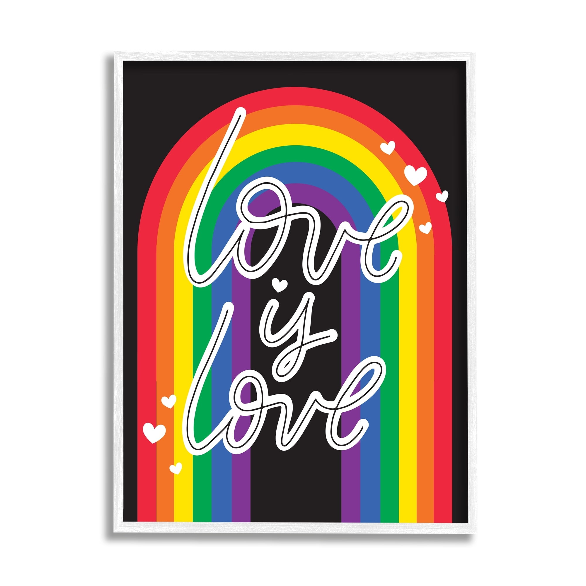 Love is Love Rainbow Canvas Print with White Frame