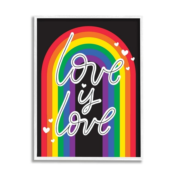 Stupell Industries Love LGBTQ Pride Rainbow Holiday Painting White Framed Art Print Wall Art