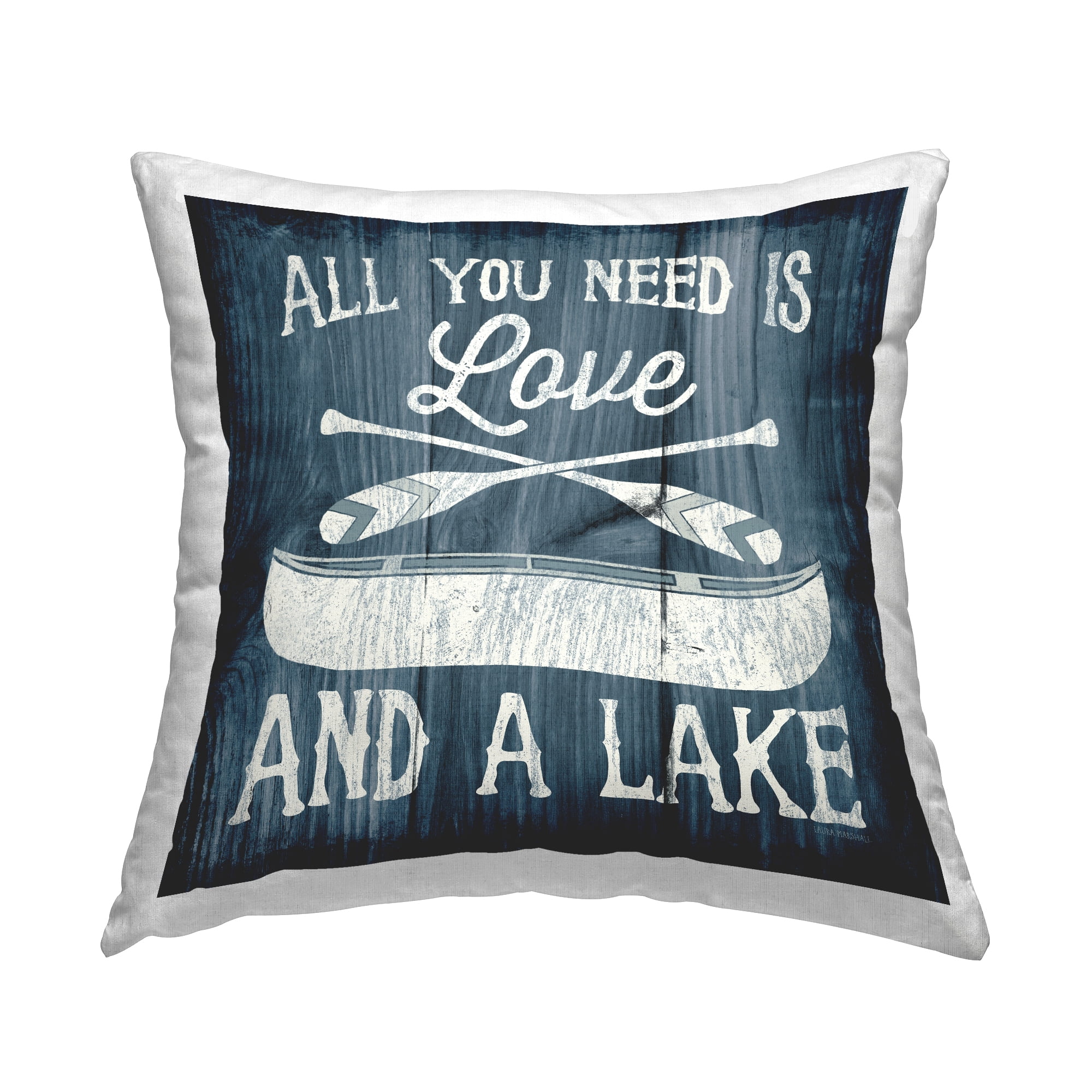 Stupell Industries Love & Lake Canoe Phrase Square Decorative Printed Throw Pillow, 18 x 18