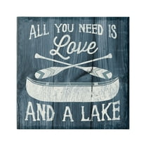 Stupell Industries Love & Lake Phrase Transportation Painting Gallery Wrapped Canvas Print Wall Art, 17 x 17