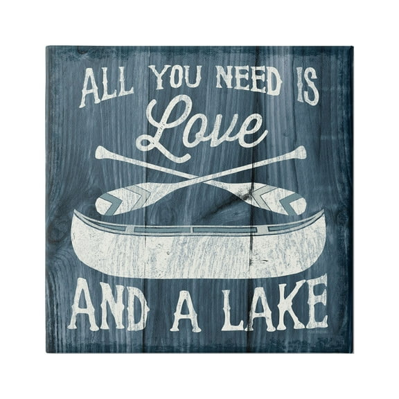 Stupell Industries Love & Lake Phrase Transportation Painting Gallery Wrapped Canvas Print Wall Art, 17 x 17