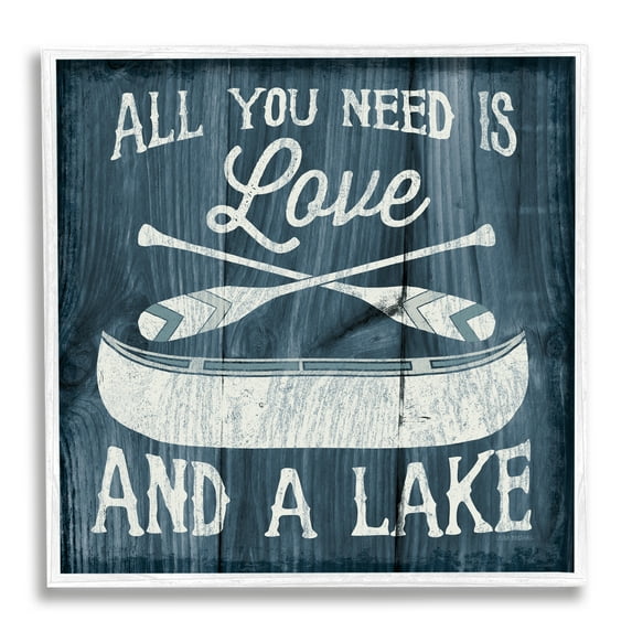 Stupell Industries Love & Lake Phrase Transportation Painting White Framed Art Print Wall Art, 17 x 17