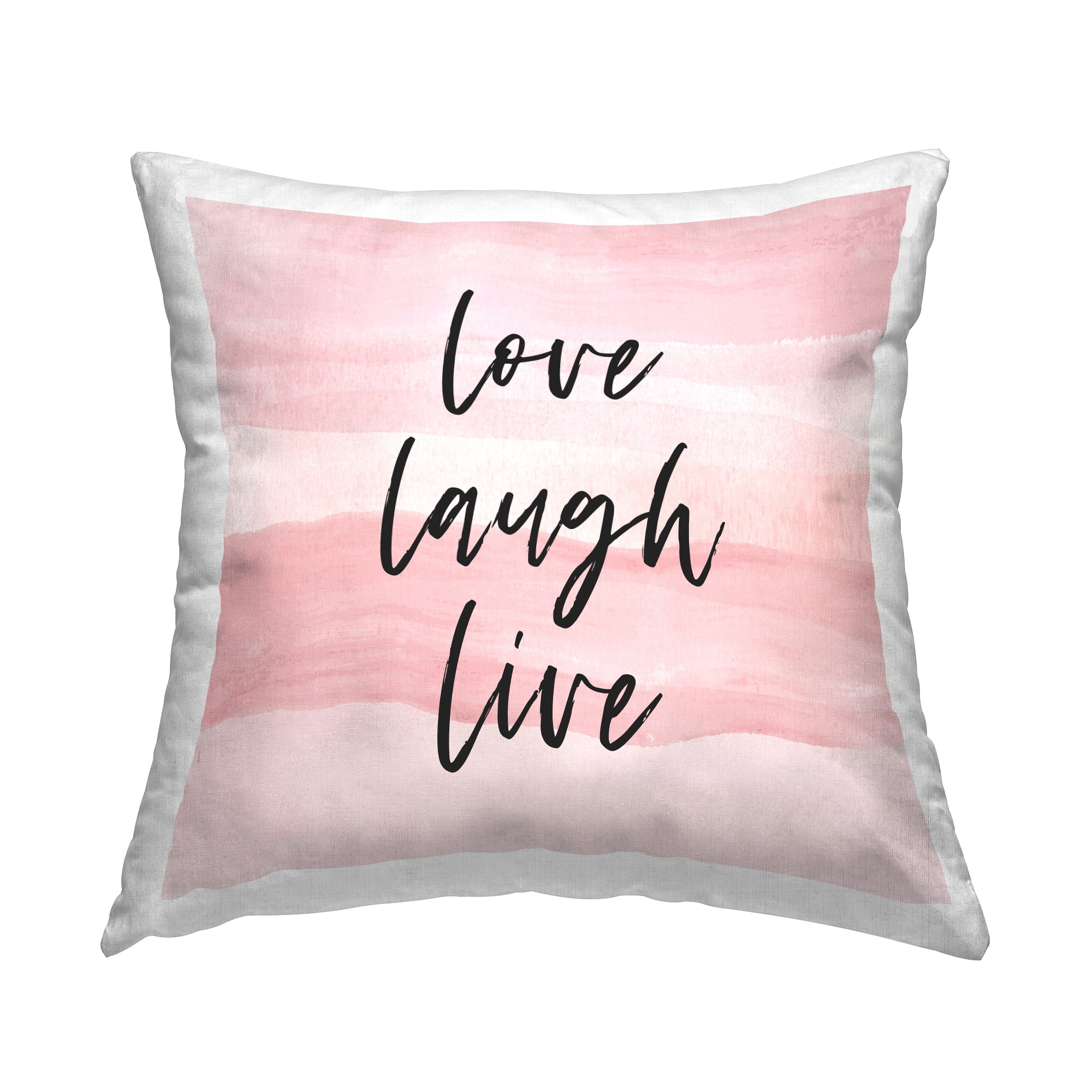 Love Laugh Live Pink Calligraphy Square Throw Pillow