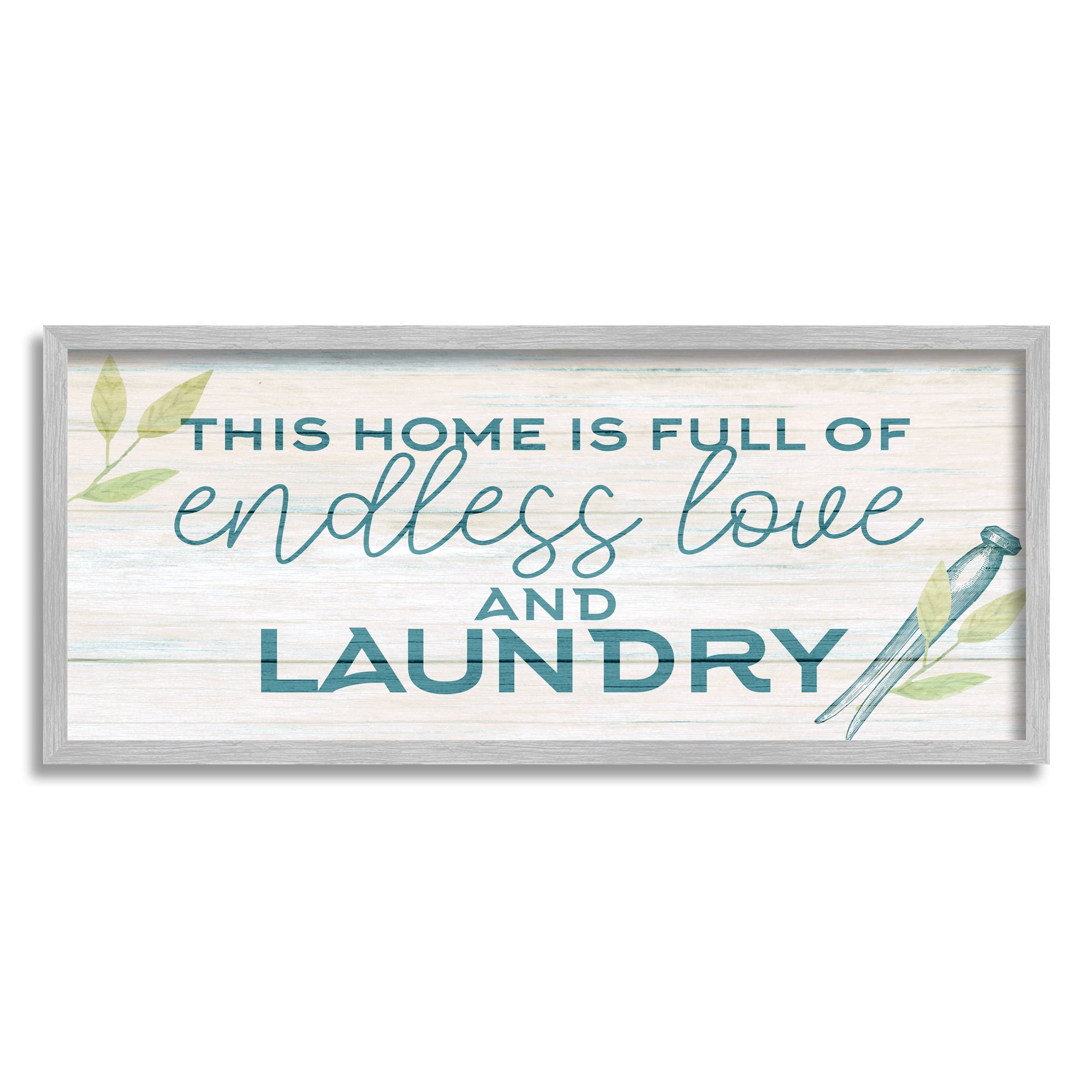 Stupell Industries Love & Laundry Botanicals Botanical & Floral Painting Gray Framed Art Print Wall Art, 24 x 10