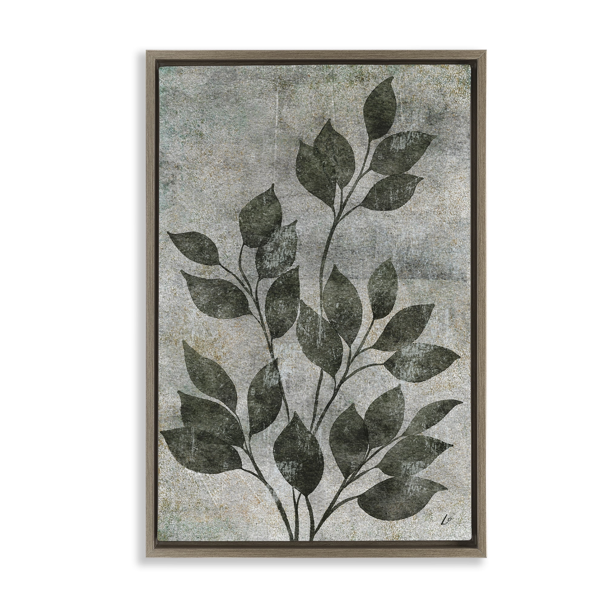 Stupell Industries Love & Leaves Rustic Plants & Flowers Painting Brown Floater Framed Canvas Art Print Wall Art, 17 x 25
