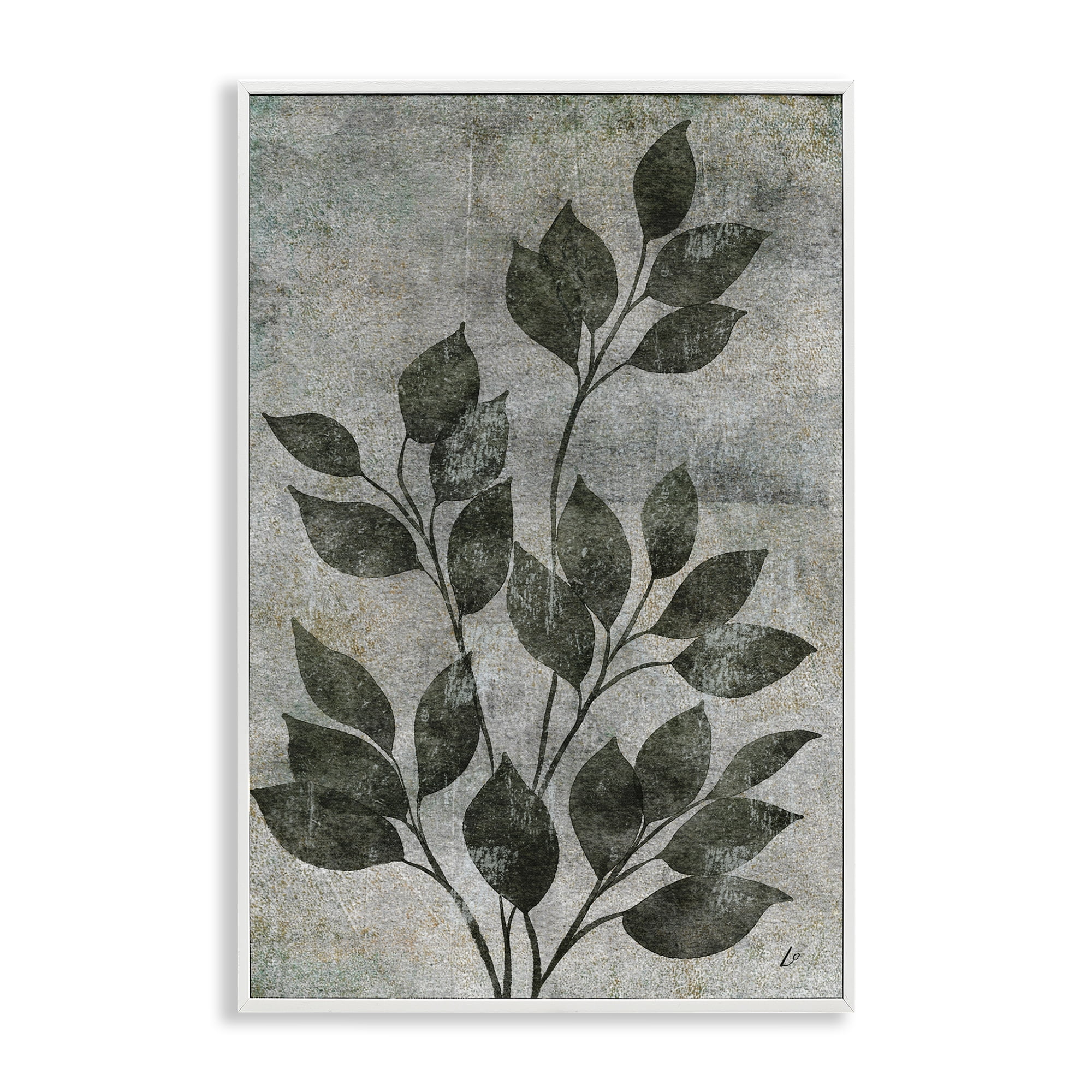 Stupell Industries Love & Leaves Rustic Plants & Flowers Painting White Framed Art Print Wall Art, 16 x 24