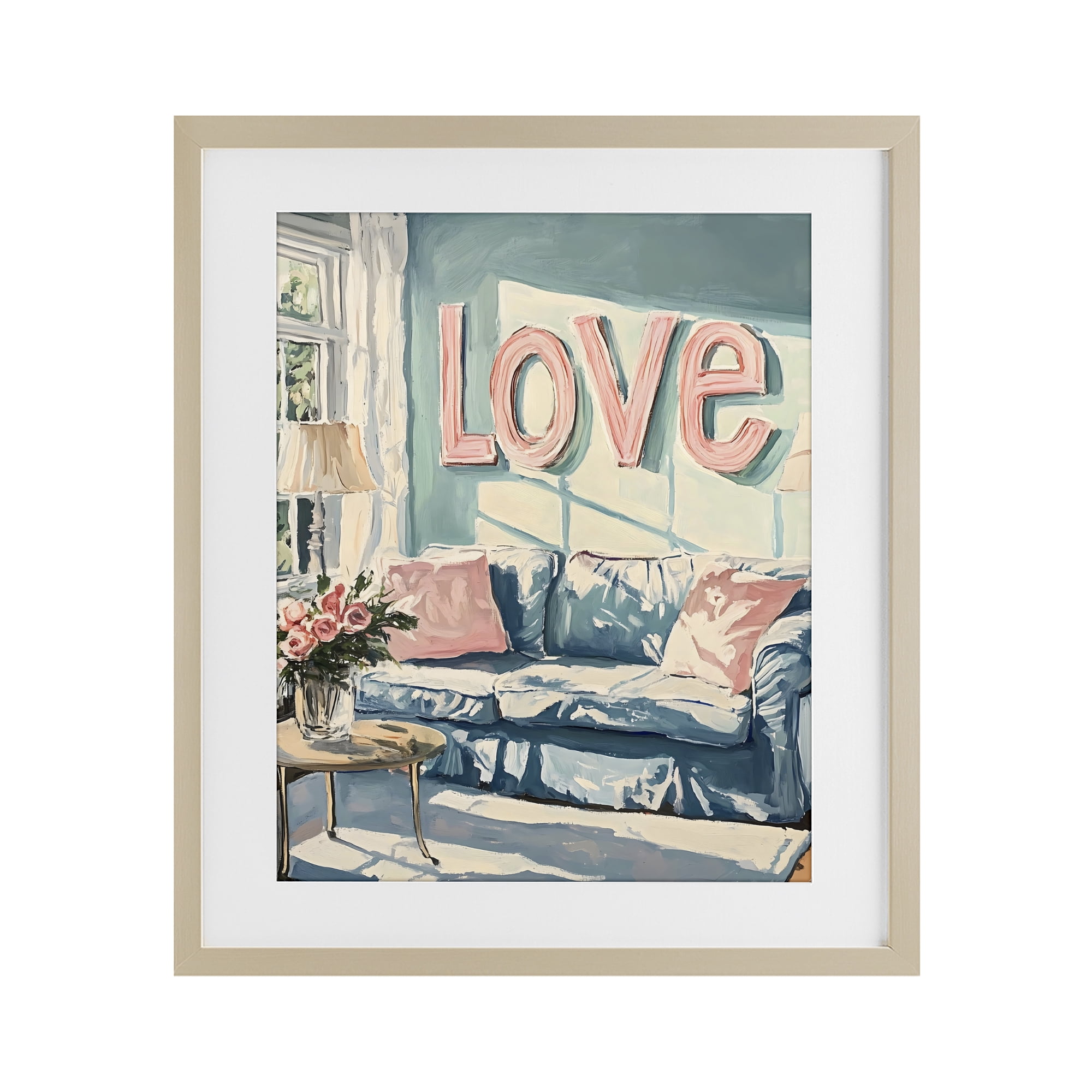 Stupell Industries Love Letters Above Cozy Couch Birch Framed Print Under Glass, design by The Prints Vibe