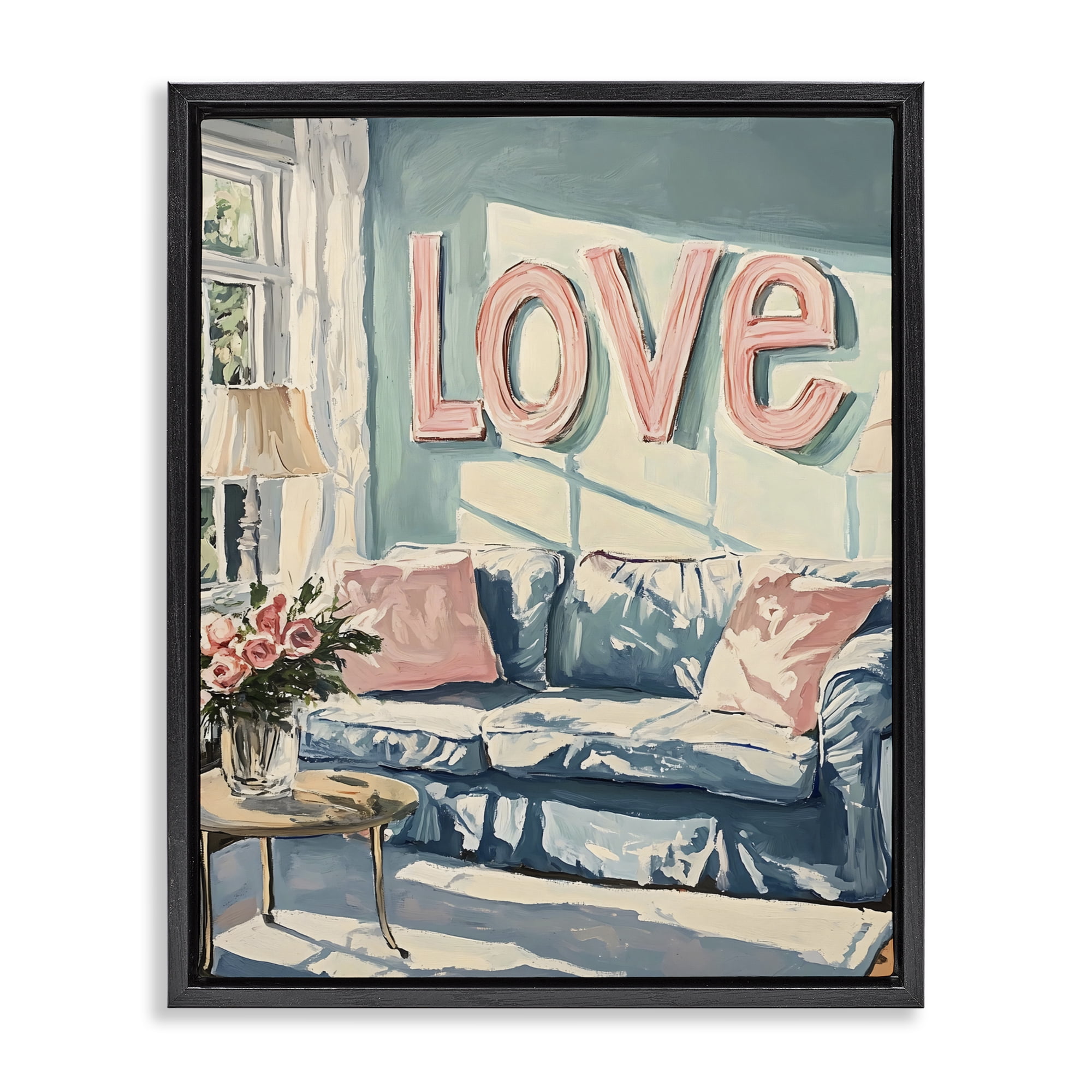 Stupell Industries Love Letters Above Cozy Couch Black Framed Floater Canvas Wall Art, design by The Prints Vibe