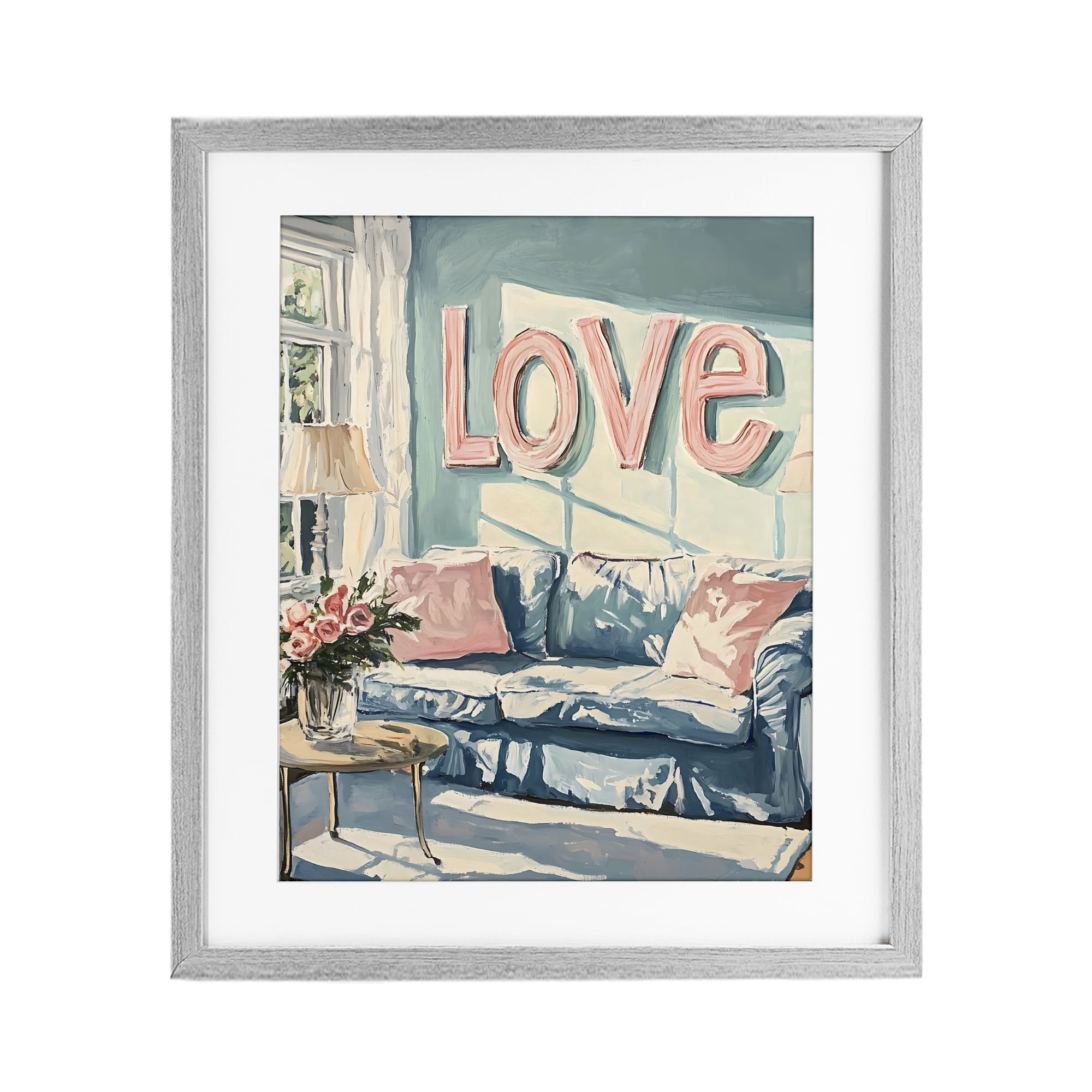 Stupell Industries Love Letters Above Cozy Couch Gray Framed Print Under Glass, design by The Prints Vibe