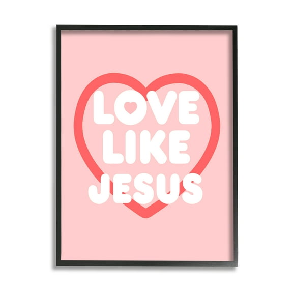 Stupell Industries Love Like Jesus Heart Inspirational Painting Black Framed Art Print Wall Art, 11 x 14