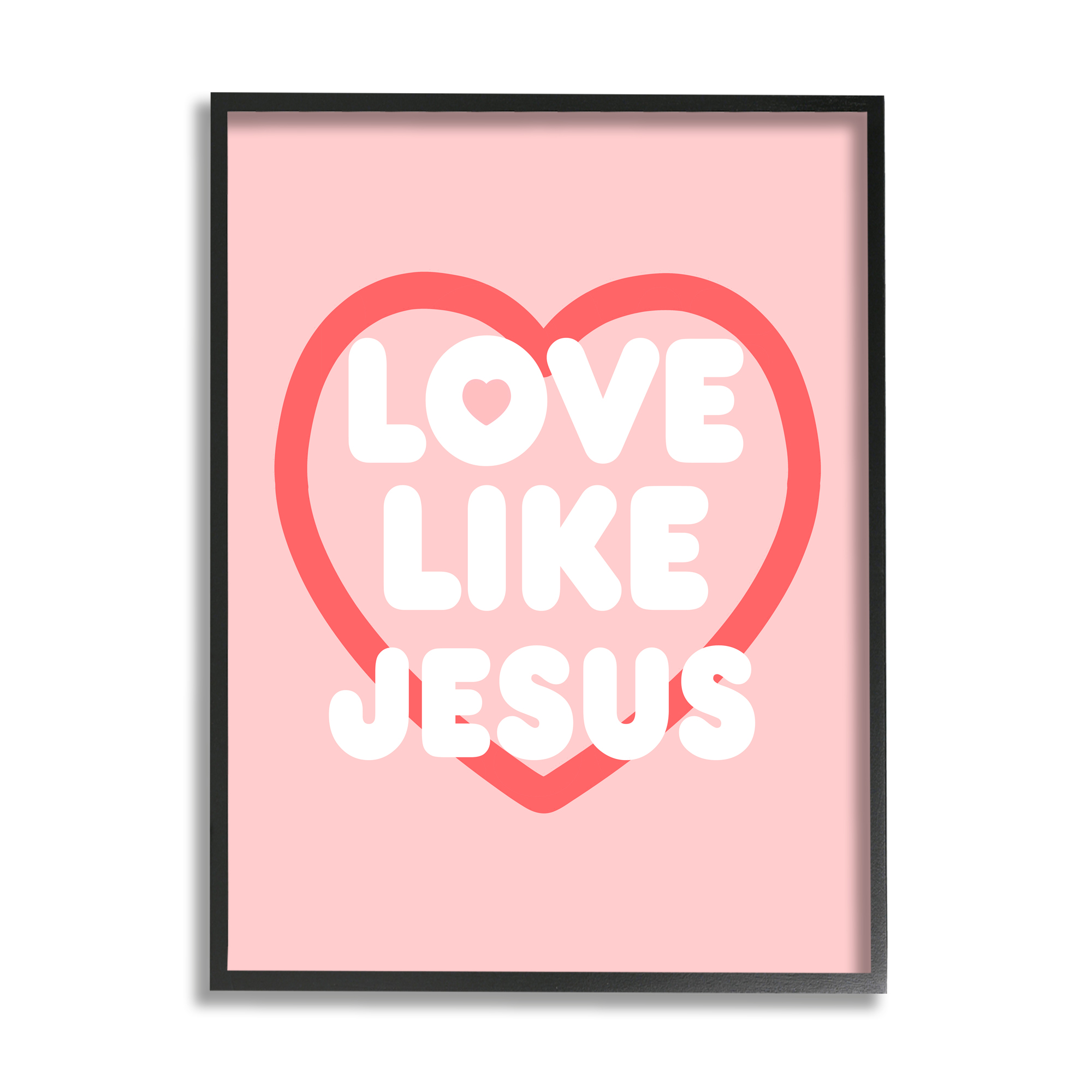 Stupell Industries Love Like Jesus Heart Inspirational Painting Black Framed Art Print Wall Art, 24 x 30